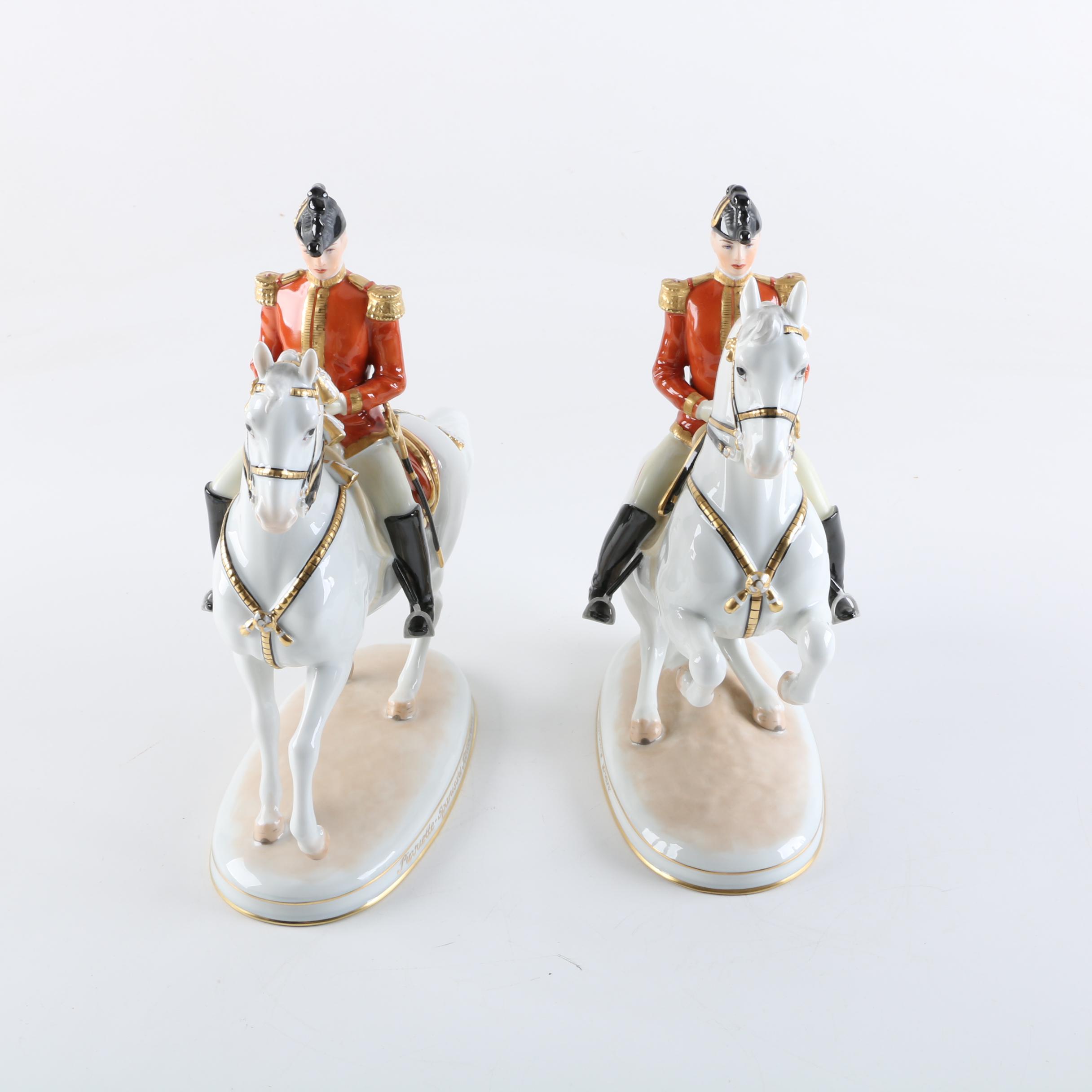 Augarten Wein, Austria Spanish Riding School Horse and Rider Porcelain Figurines