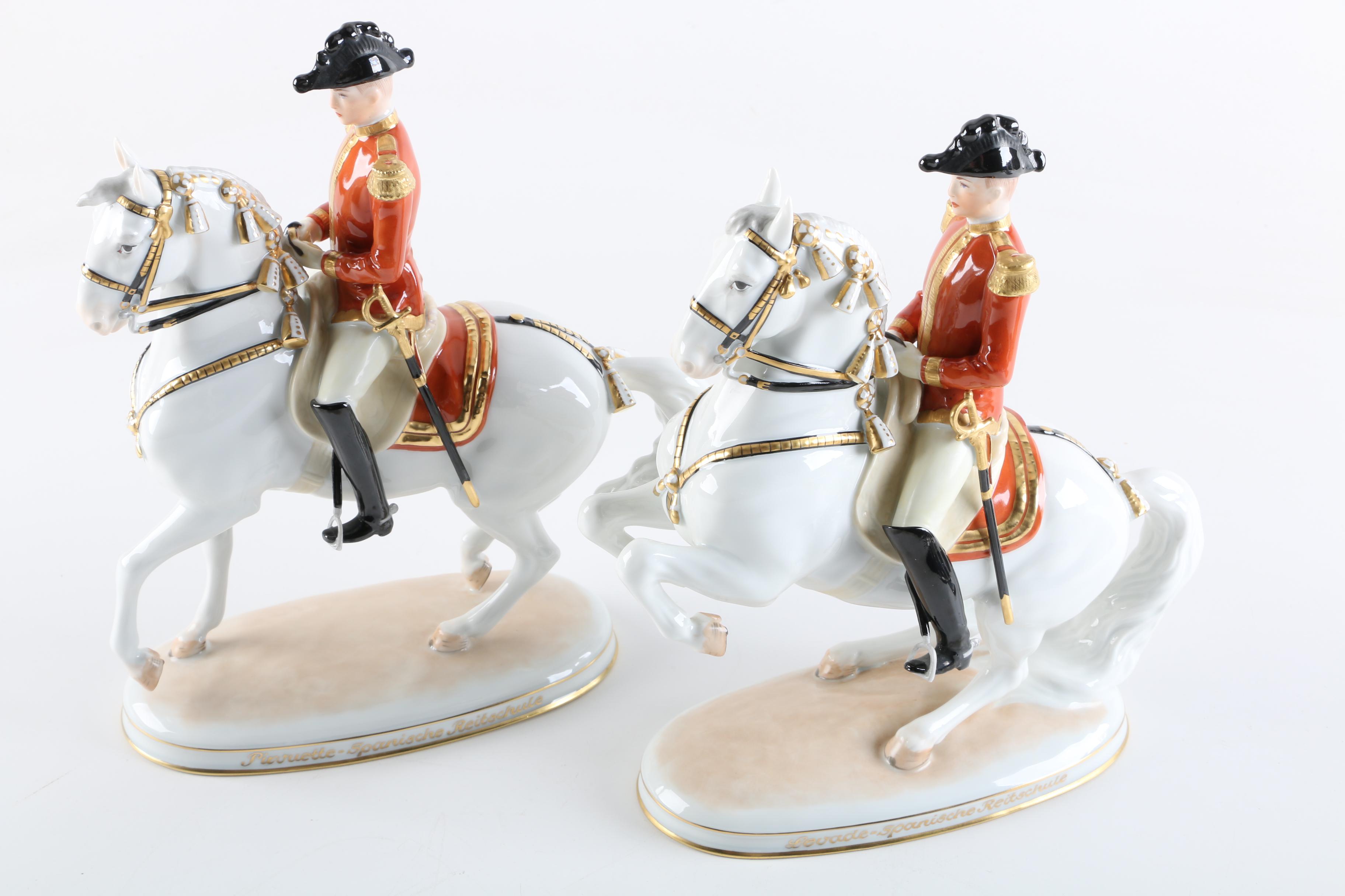 Augarten Wein, Austria Spanish Riding School Horse and Rider Porcelain Figurines