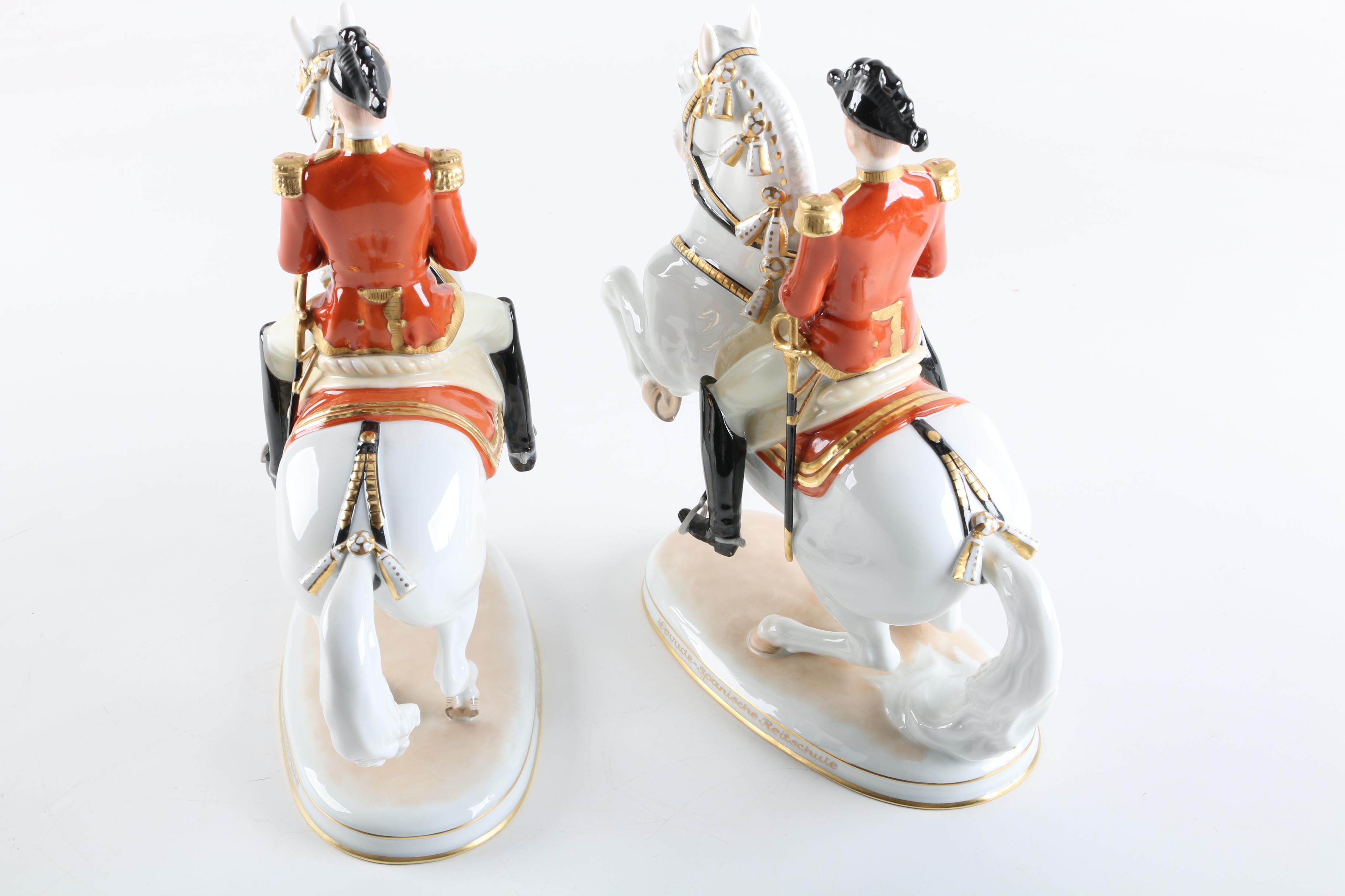 Augarten Wein, Austria Spanish Riding School Horse and Rider Porcelain Figurines