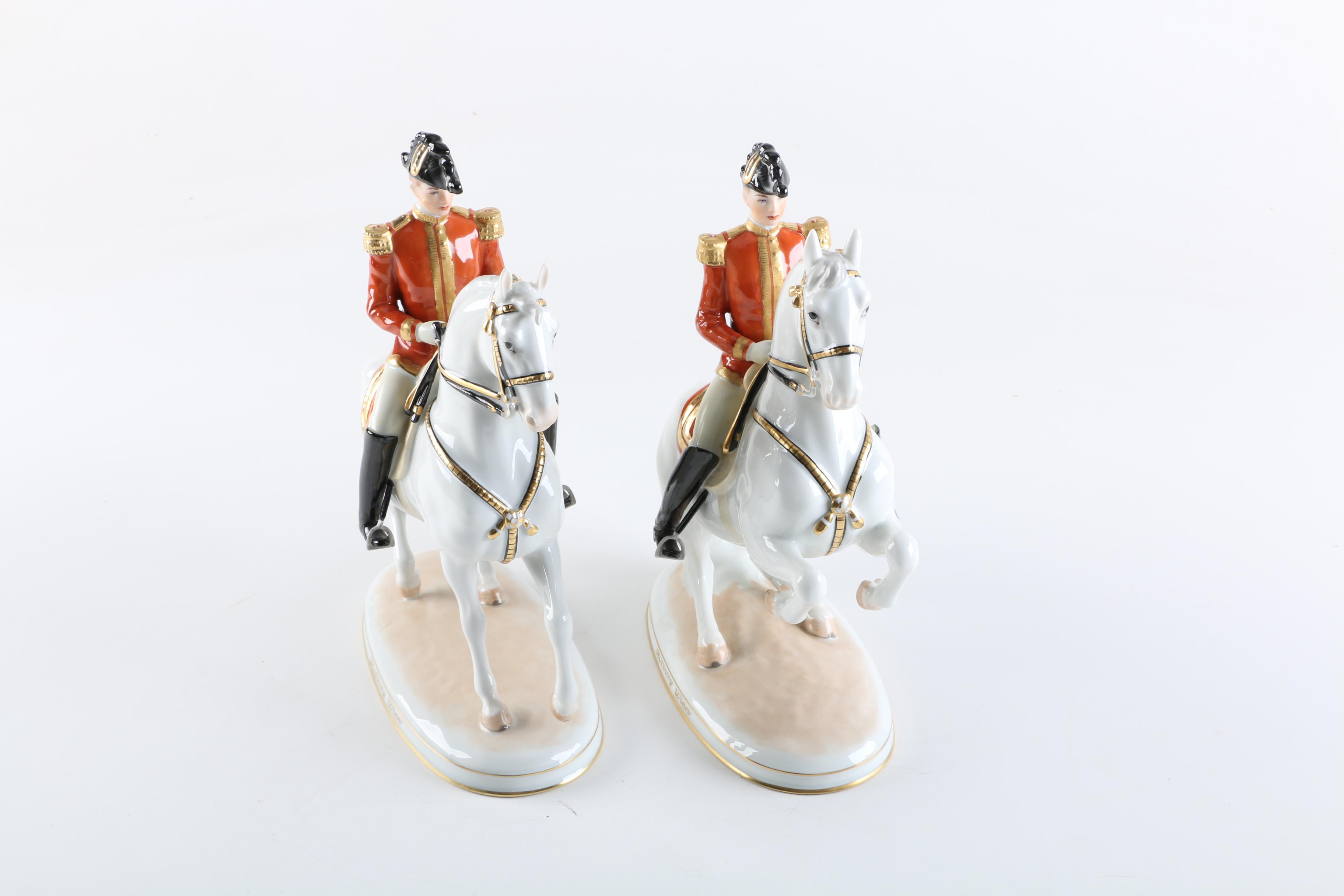 Augarten Wein, Austria Spanish Riding School Horse and Rider Porcelain Figurines