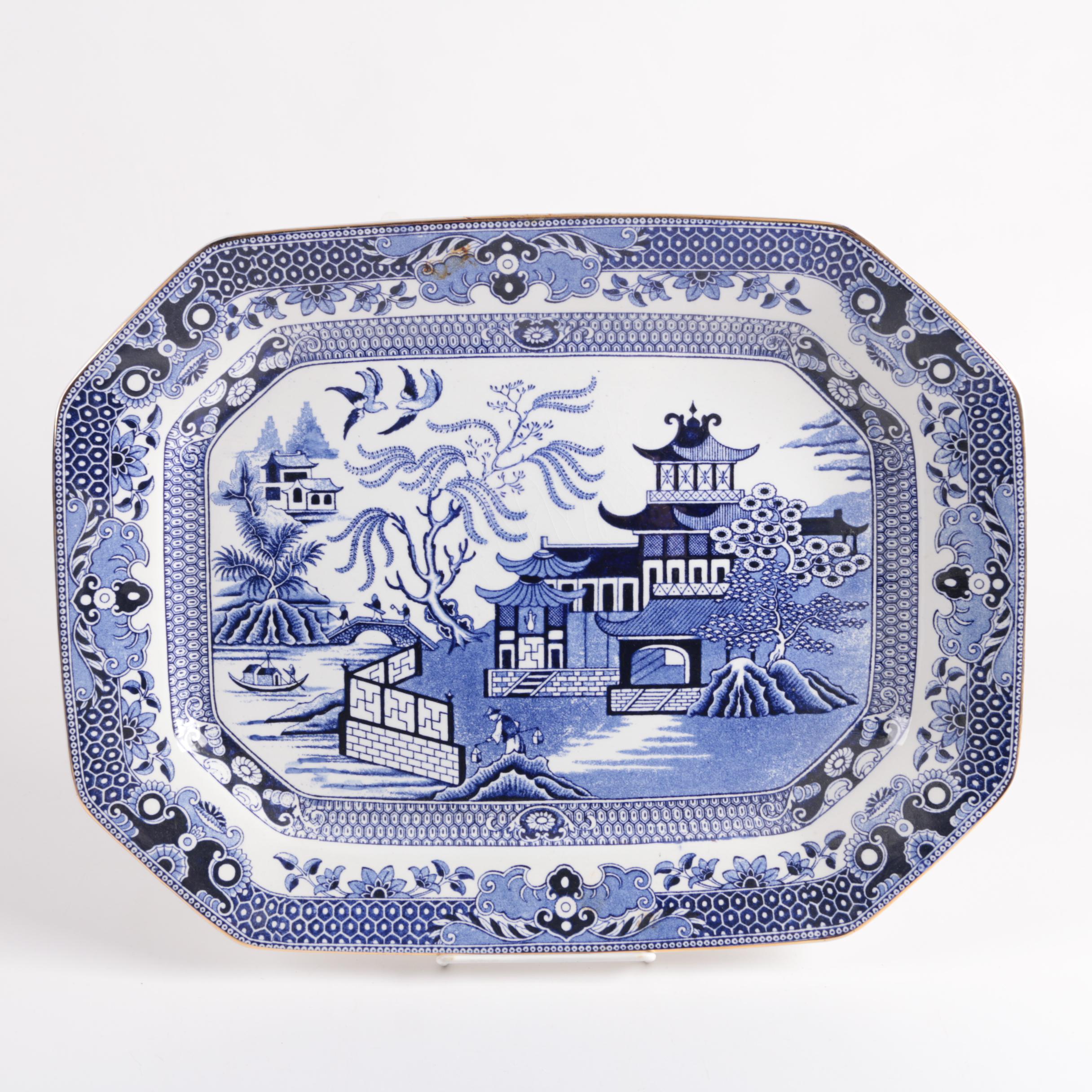 Antique and Vintage English "Blue Willow" Tableware and Spode "Italian" Dish