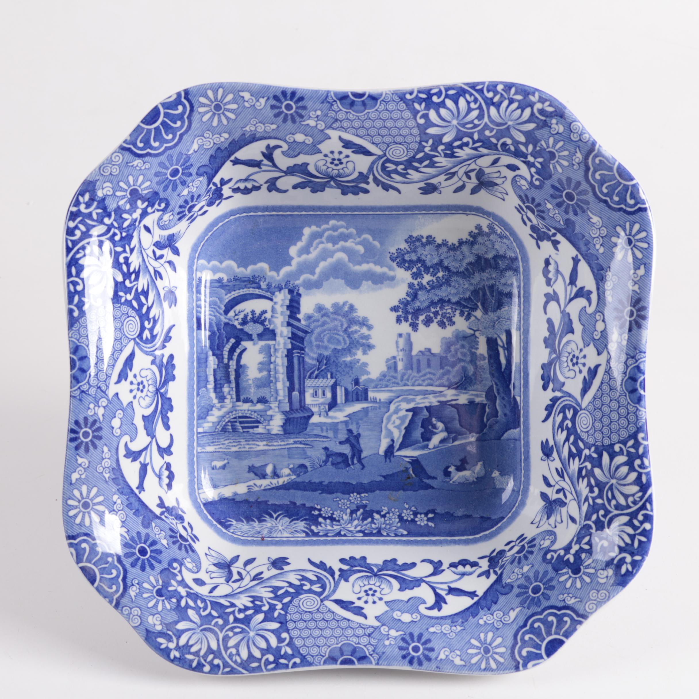 Antique and Vintage English "Blue Willow" Tableware and Spode "Italian" Dish