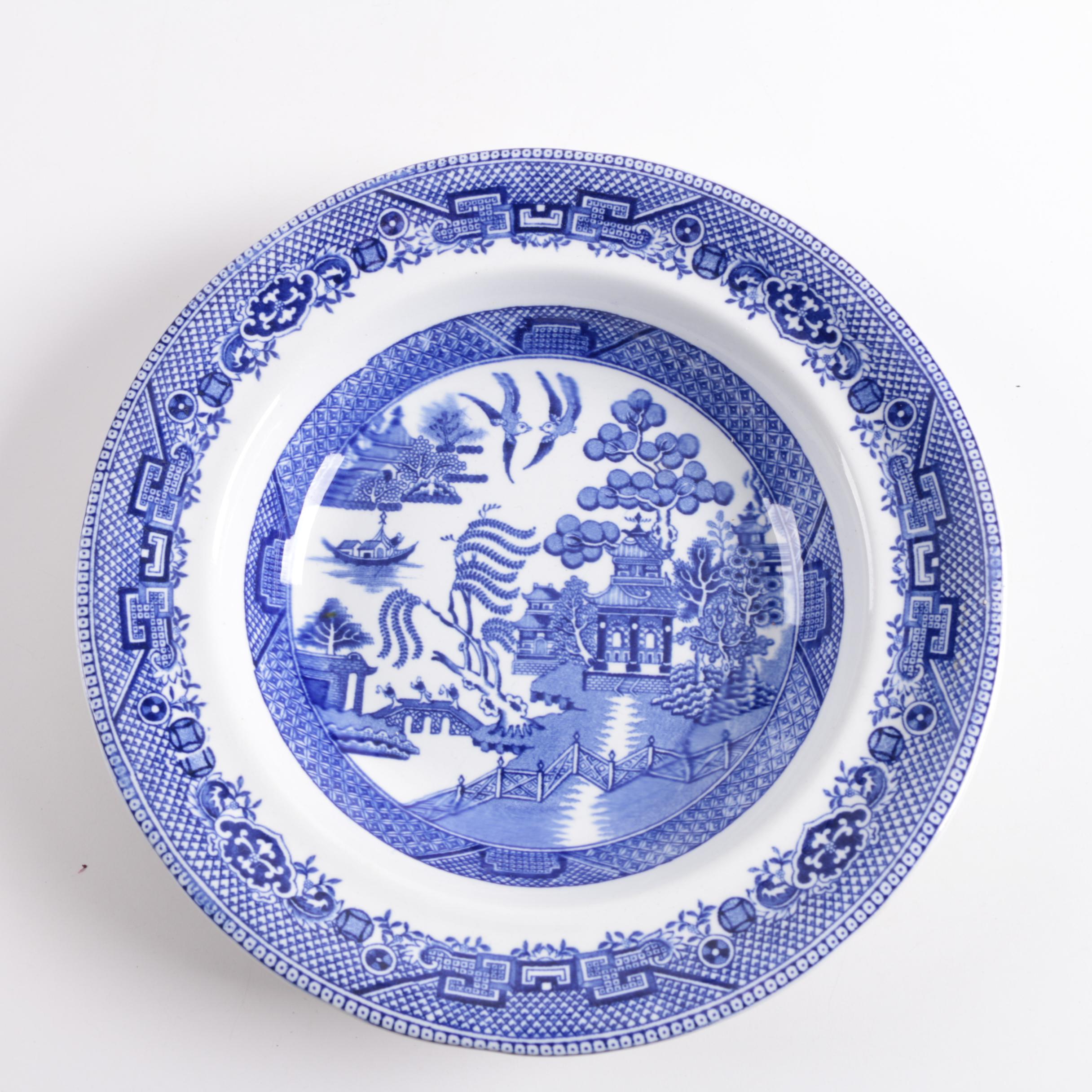 Antique and Vintage English "Blue Willow" Tableware and Spode "Italian" Dish