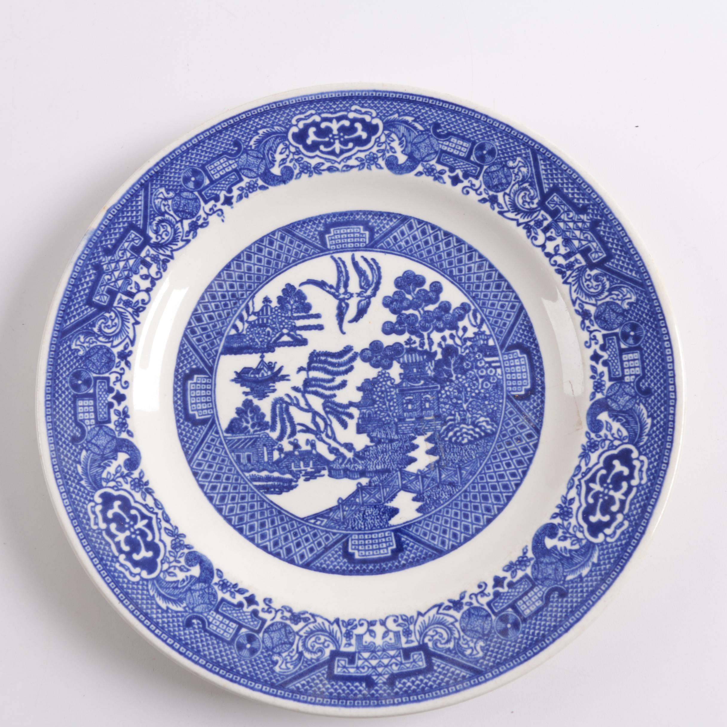 Antique and Vintage English "Blue Willow" Tableware and Spode "Italian" Dish