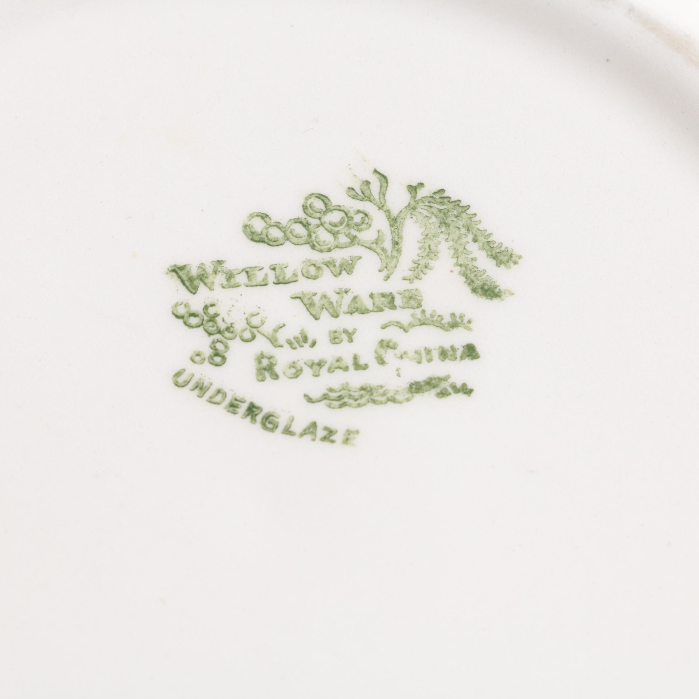 Antique and Vintage English "Blue Willow" Tableware and Spode "Italian" Dish