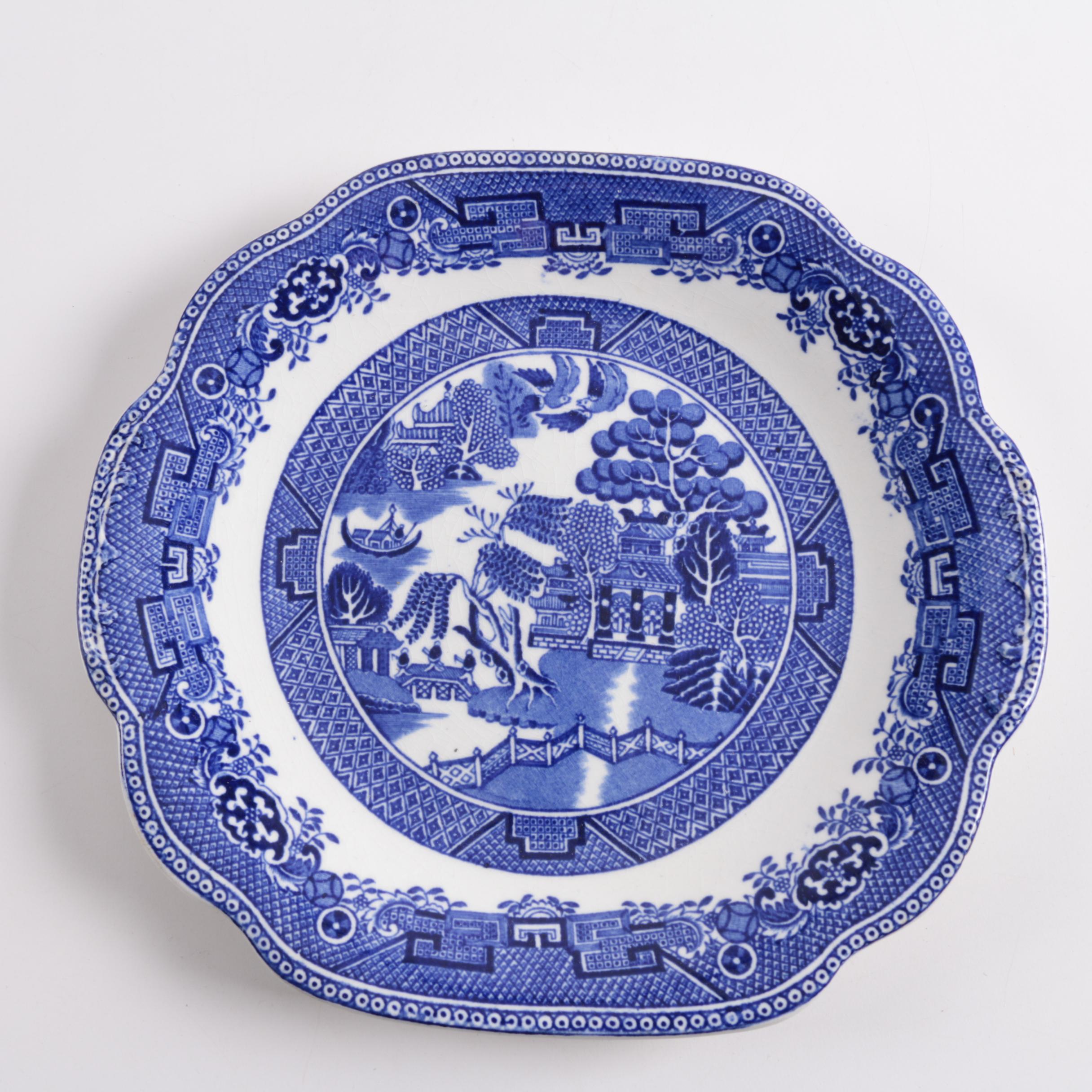 Antique and Vintage English "Blue Willow" Tableware and Spode "Italian" Dish