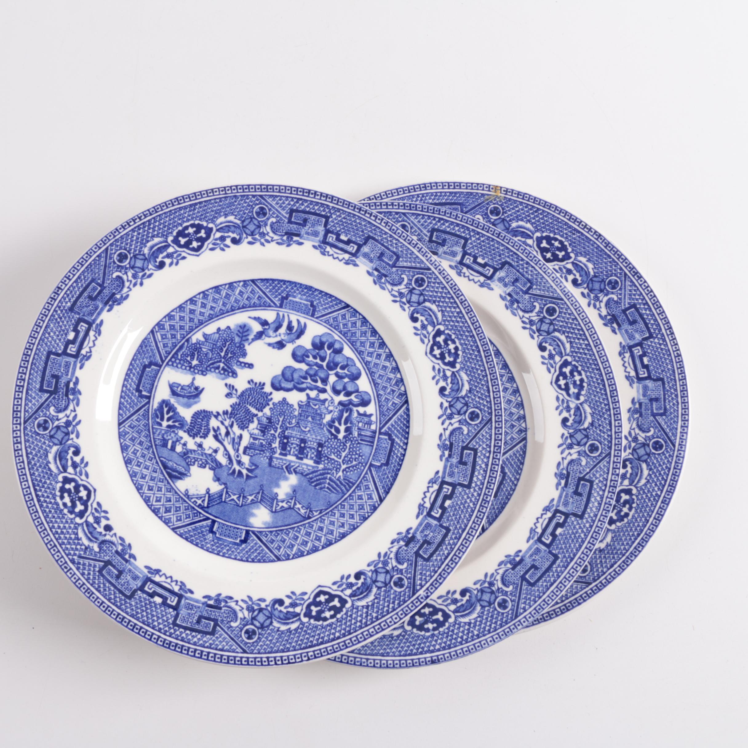 Antique and Vintage English "Blue Willow" Tableware and Spode "Italian" Dish