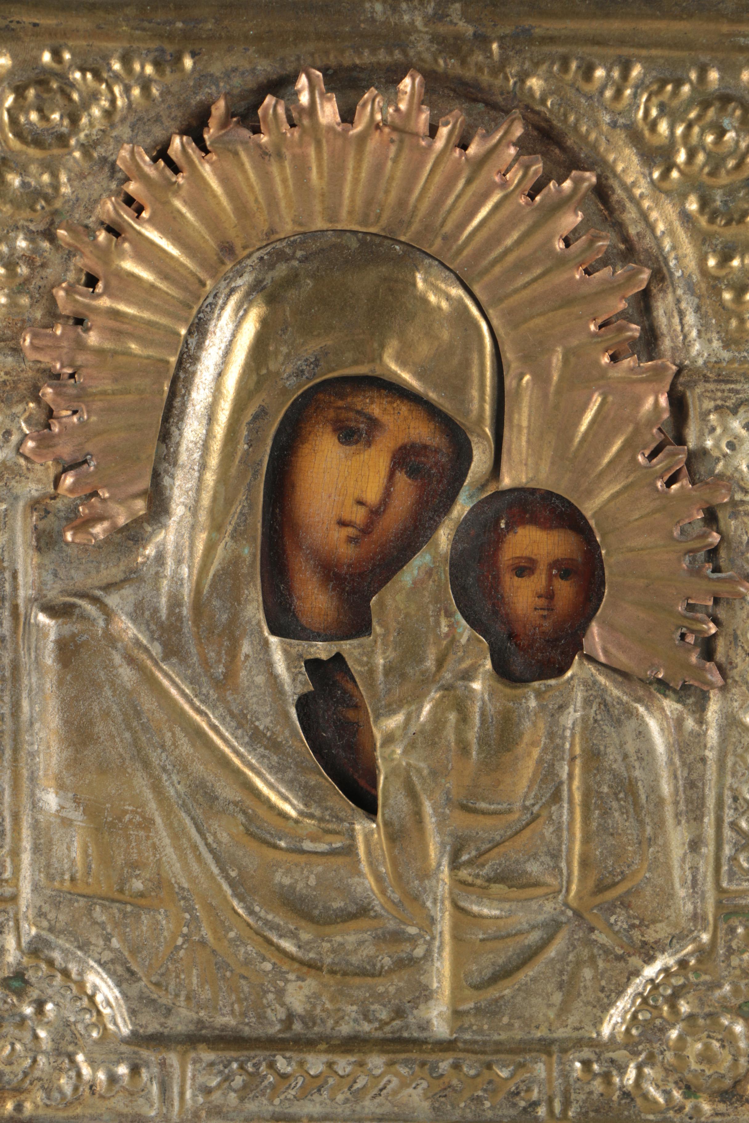 19th Century Eastern Orthodox Oil Paint Icon "The Virgin Hodegetria"