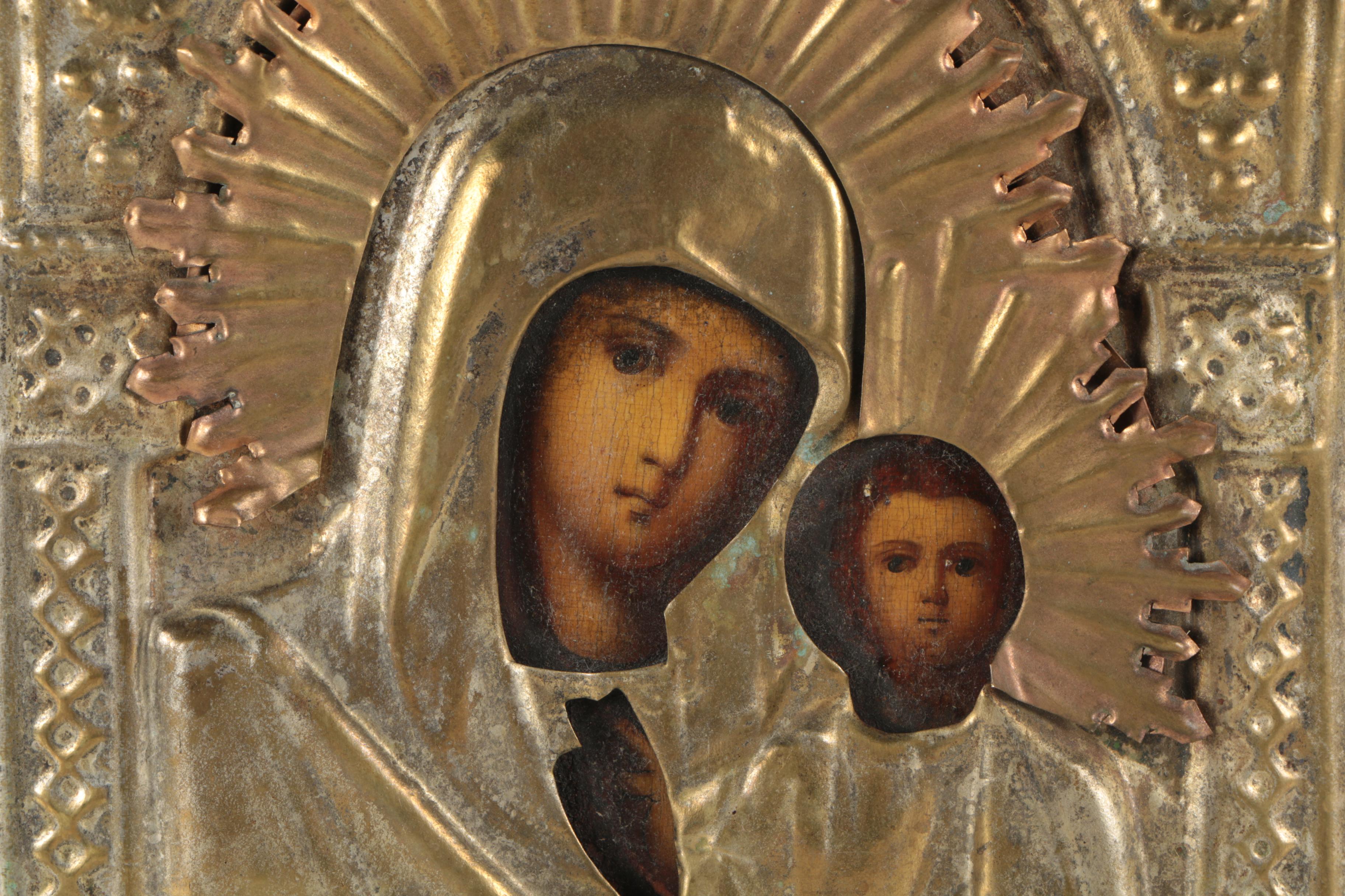 19th Century Eastern Orthodox Oil Paint Icon "The Virgin Hodegetria"