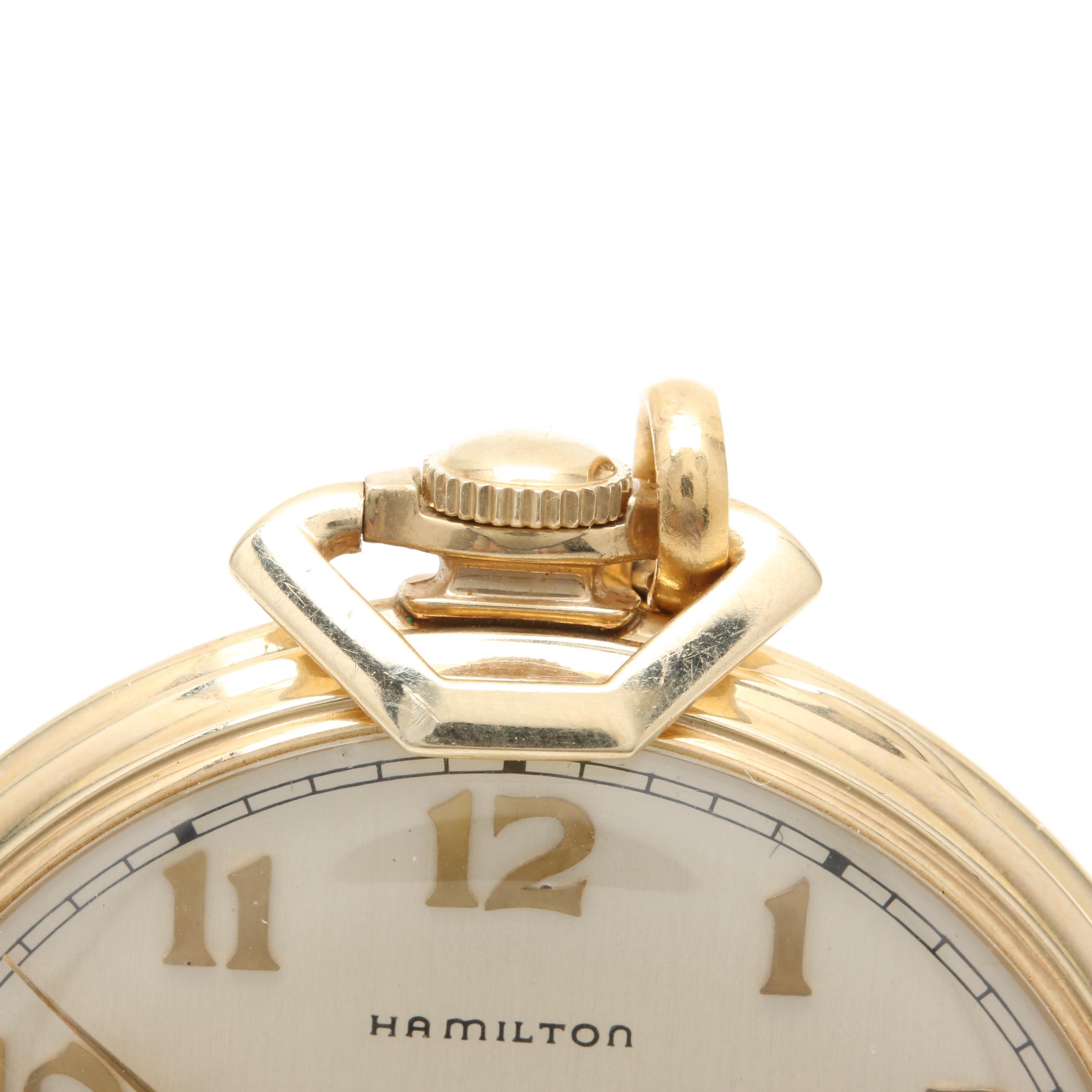 Hamilton 14K Yellow Gold Open Face Pocket Watch