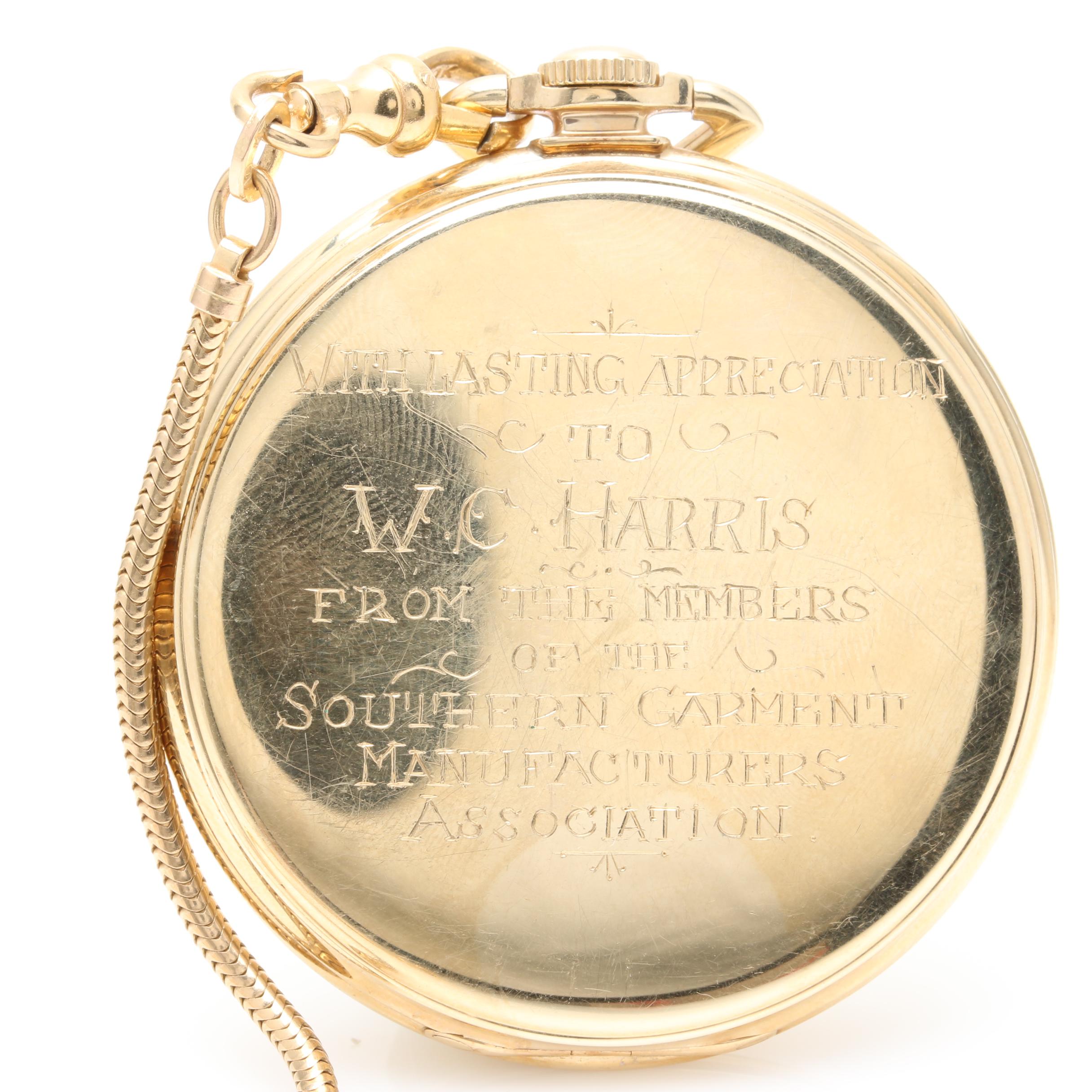 Hamilton 14K Yellow Gold Open Face Pocket Watch