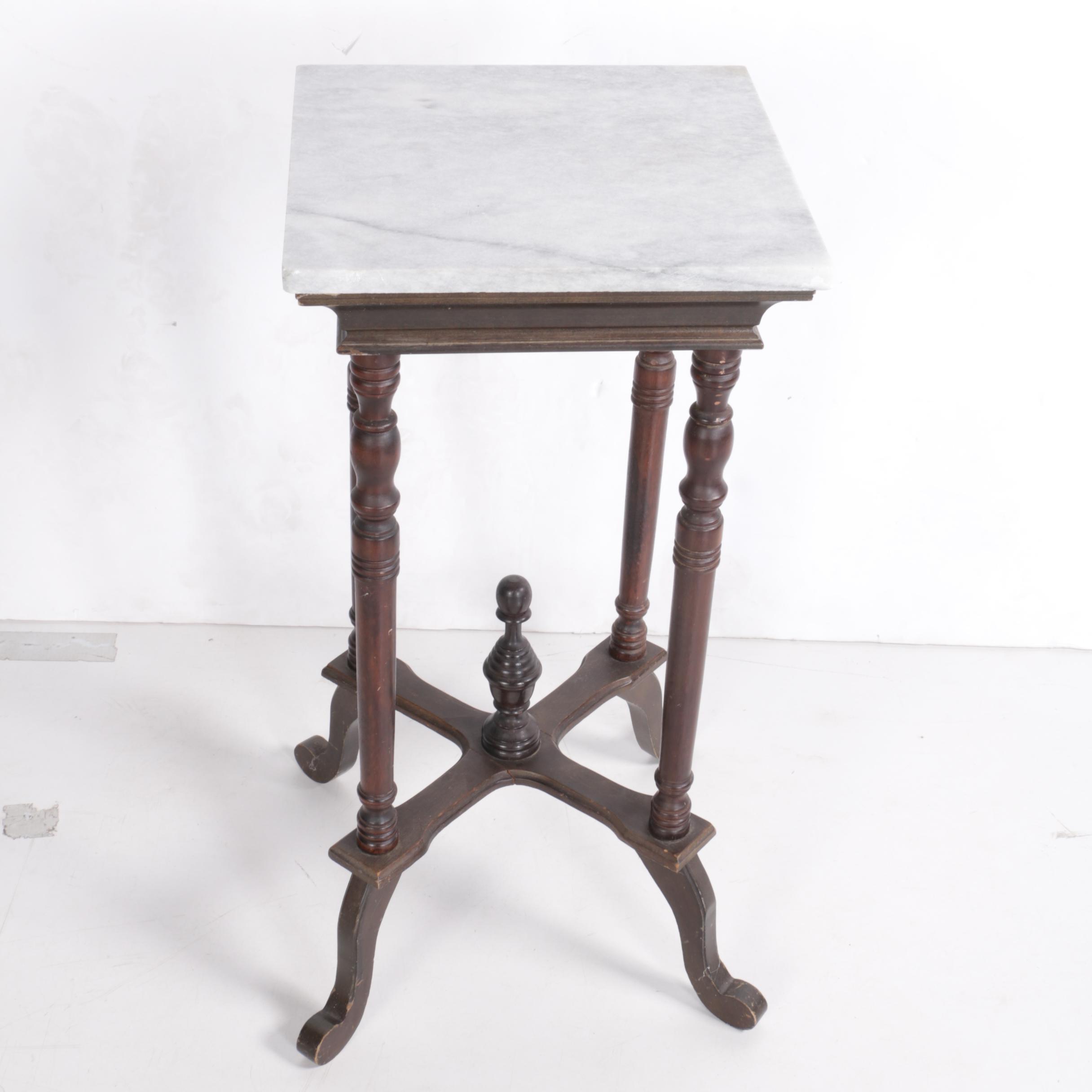 Vintage Marble Top Accent Table