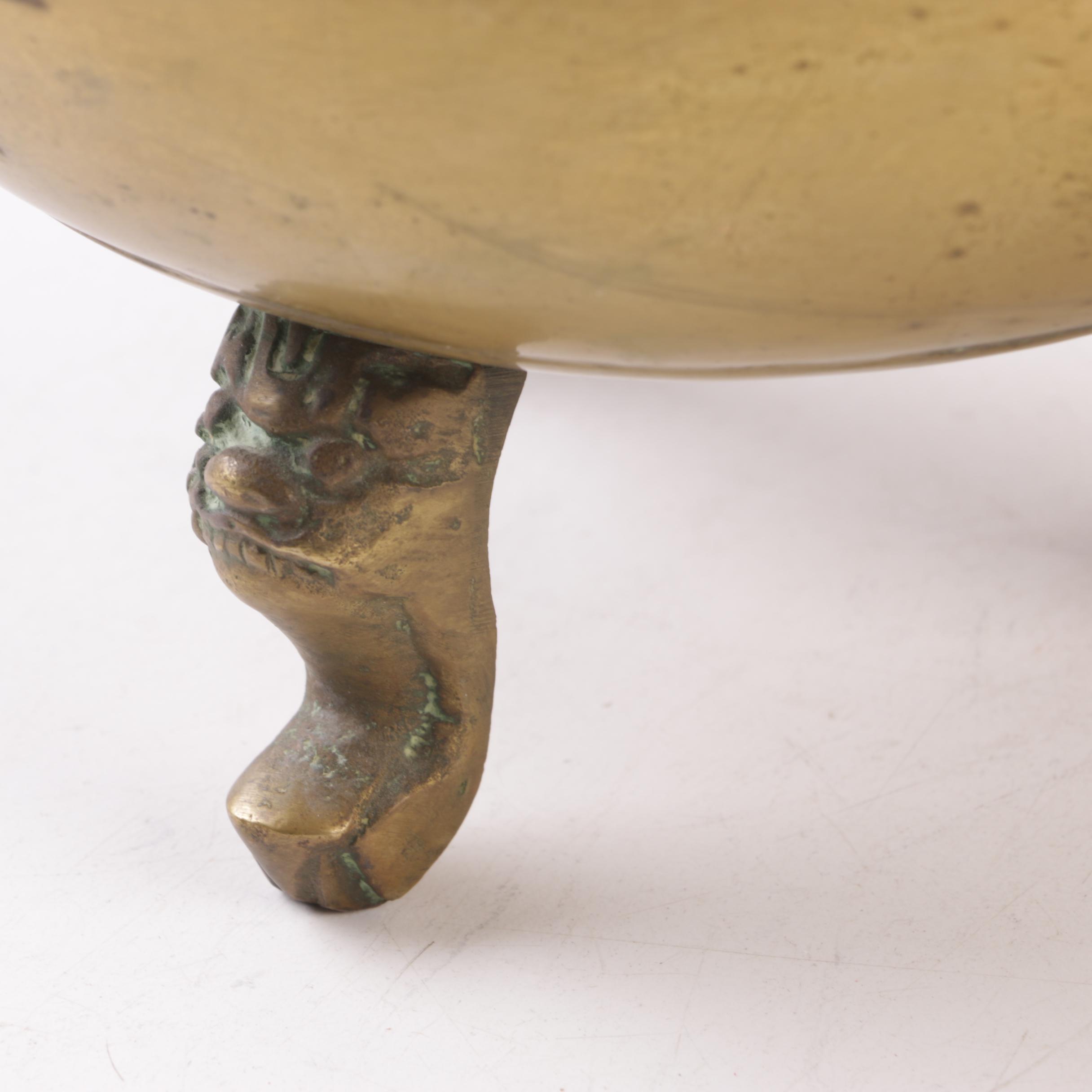 Chinese Brass Incense Burner With Dragon Handles