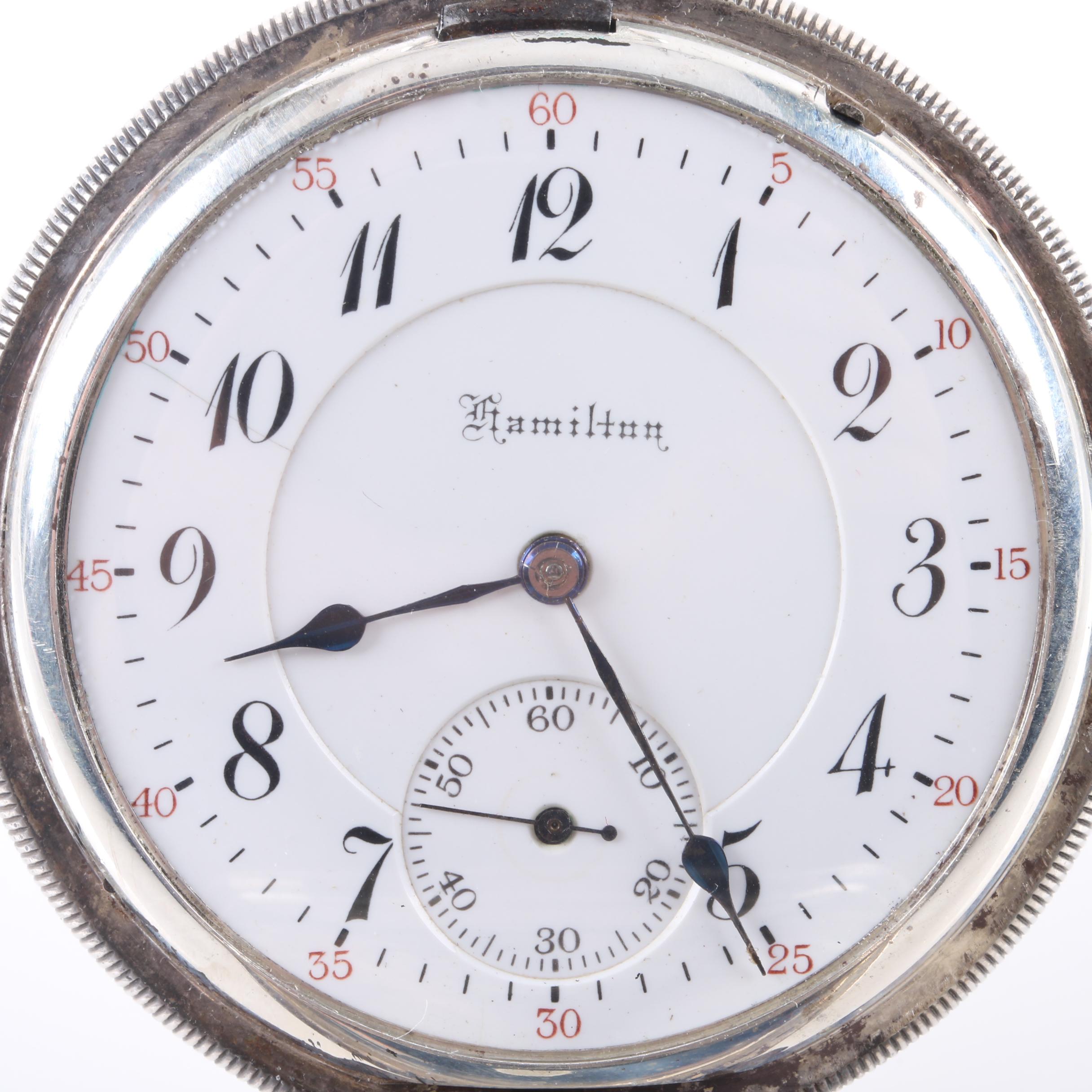 Antique Hamilton Sterling Silver Full Hunter Pocket Watch