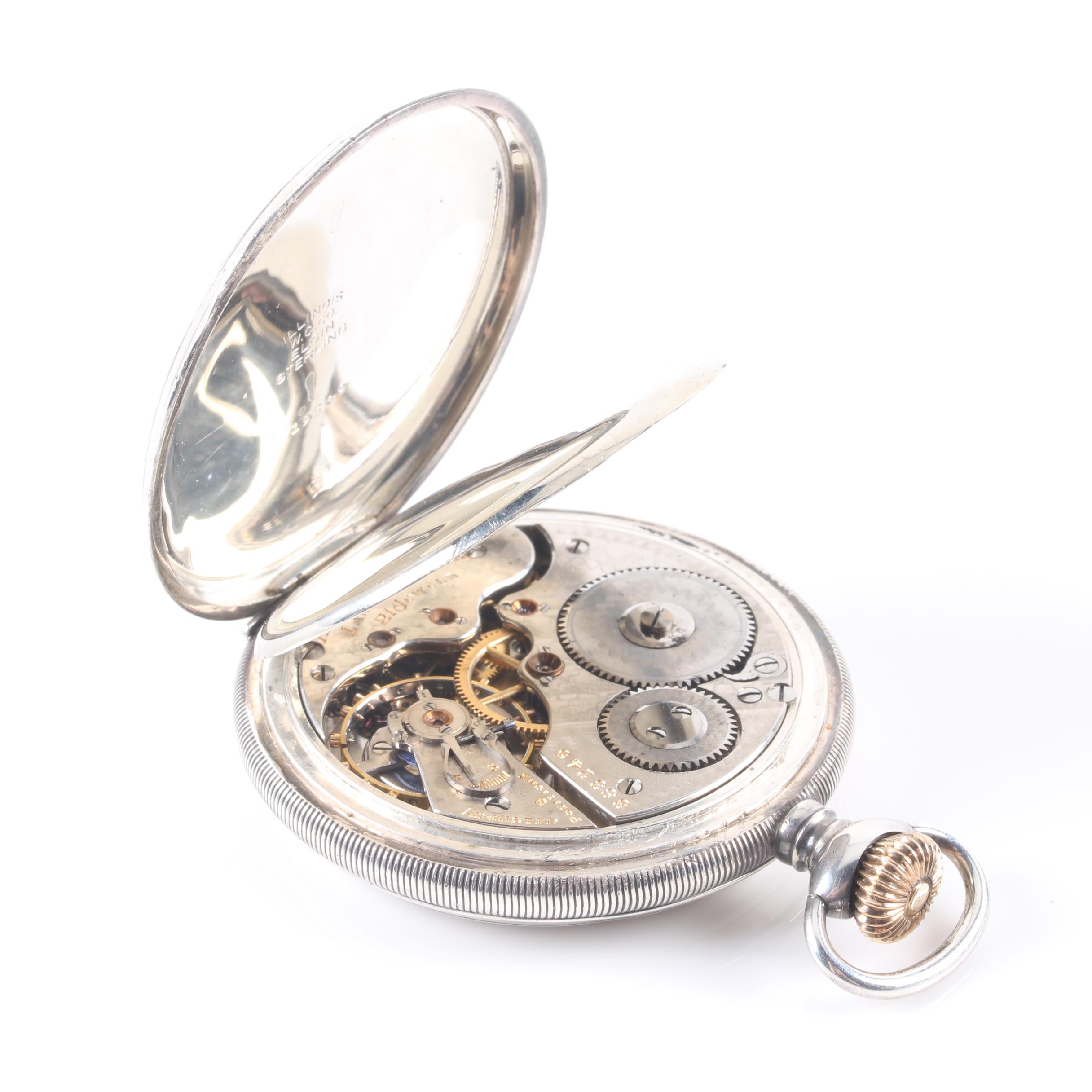 Antique Hamilton Sterling Silver Full Hunter Pocket Watch
