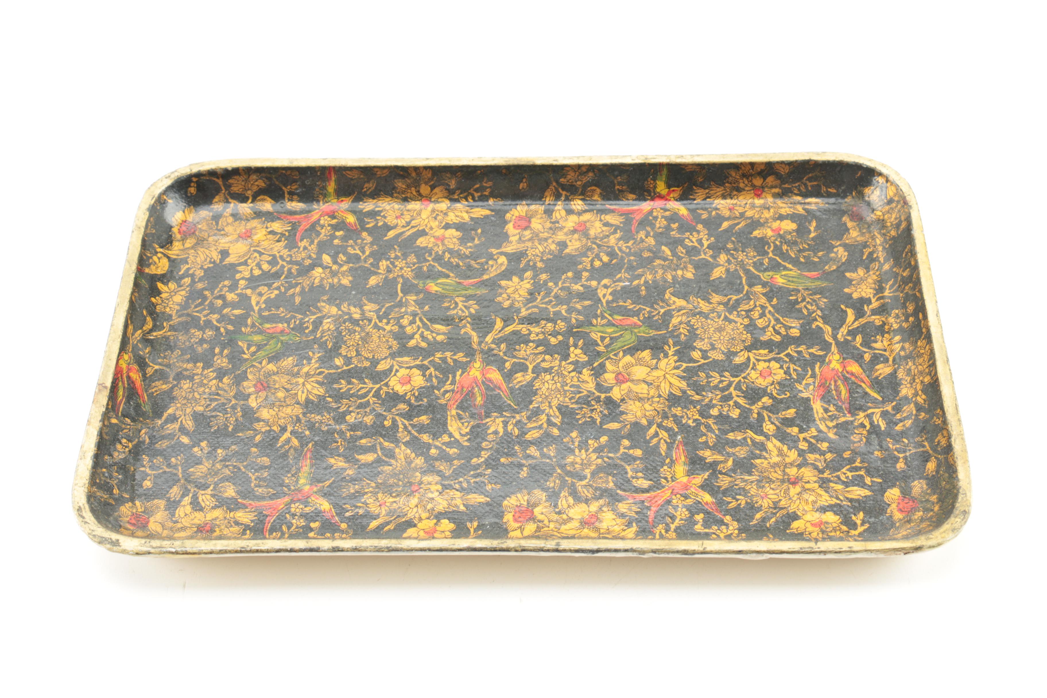 Vintage Japanese Paper Mache Tray with Chopstick Rests