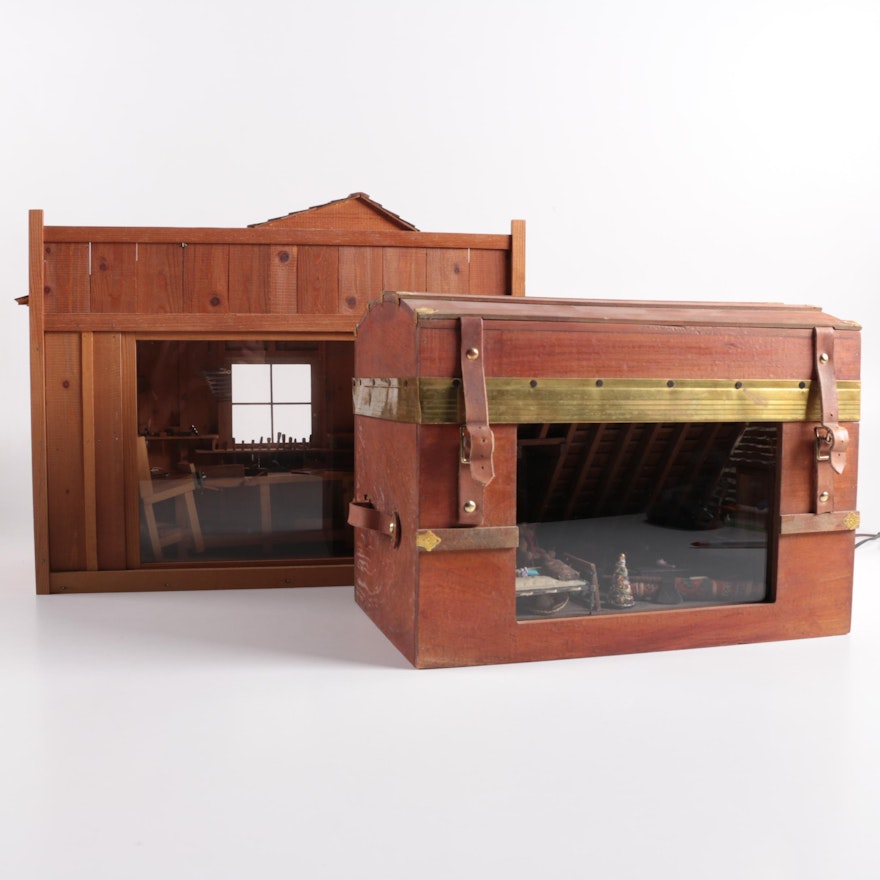 Woodworkers Shop and Christmas Attic Miniature Dioramas