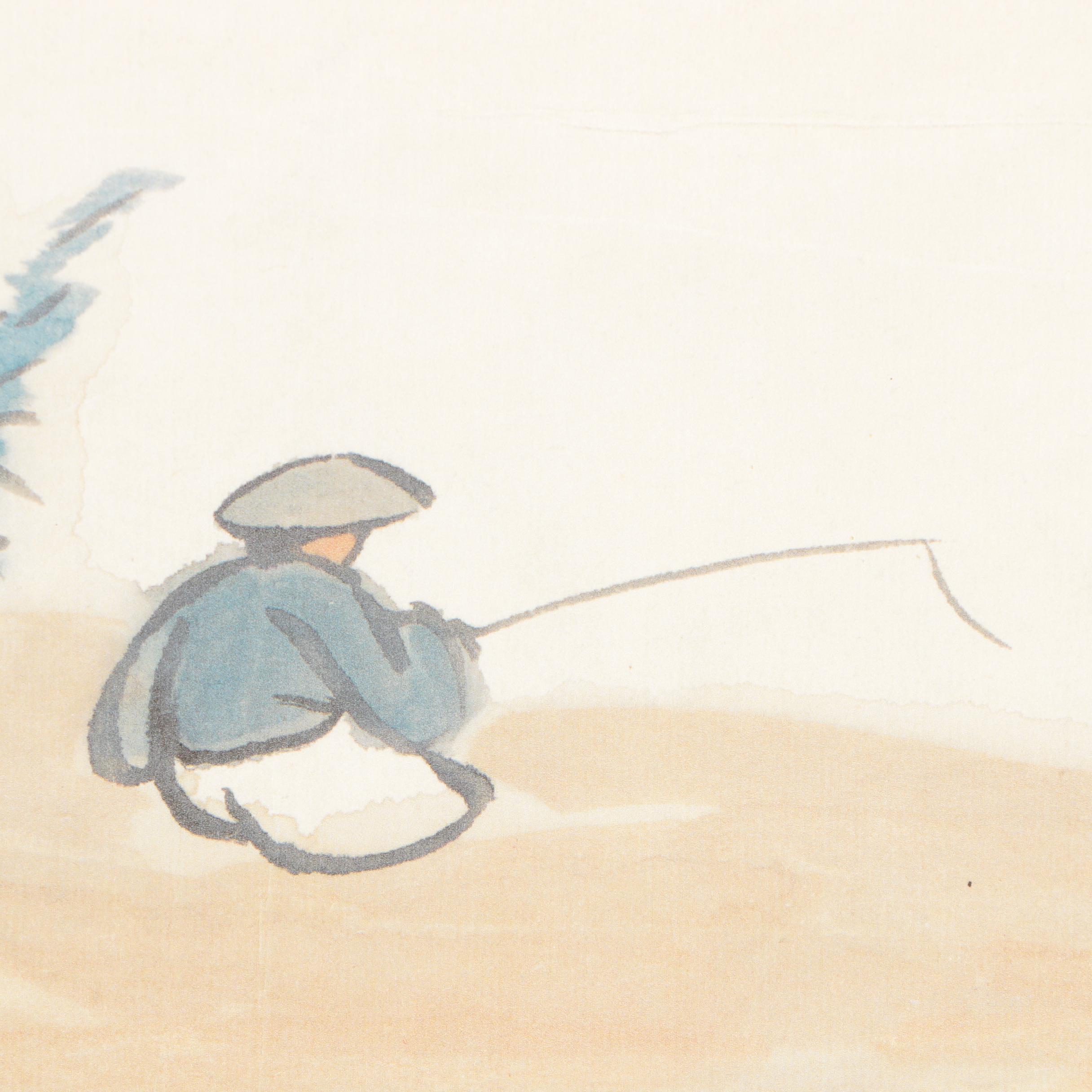 Giclee Print After Chinese Painting of Fishing Scene