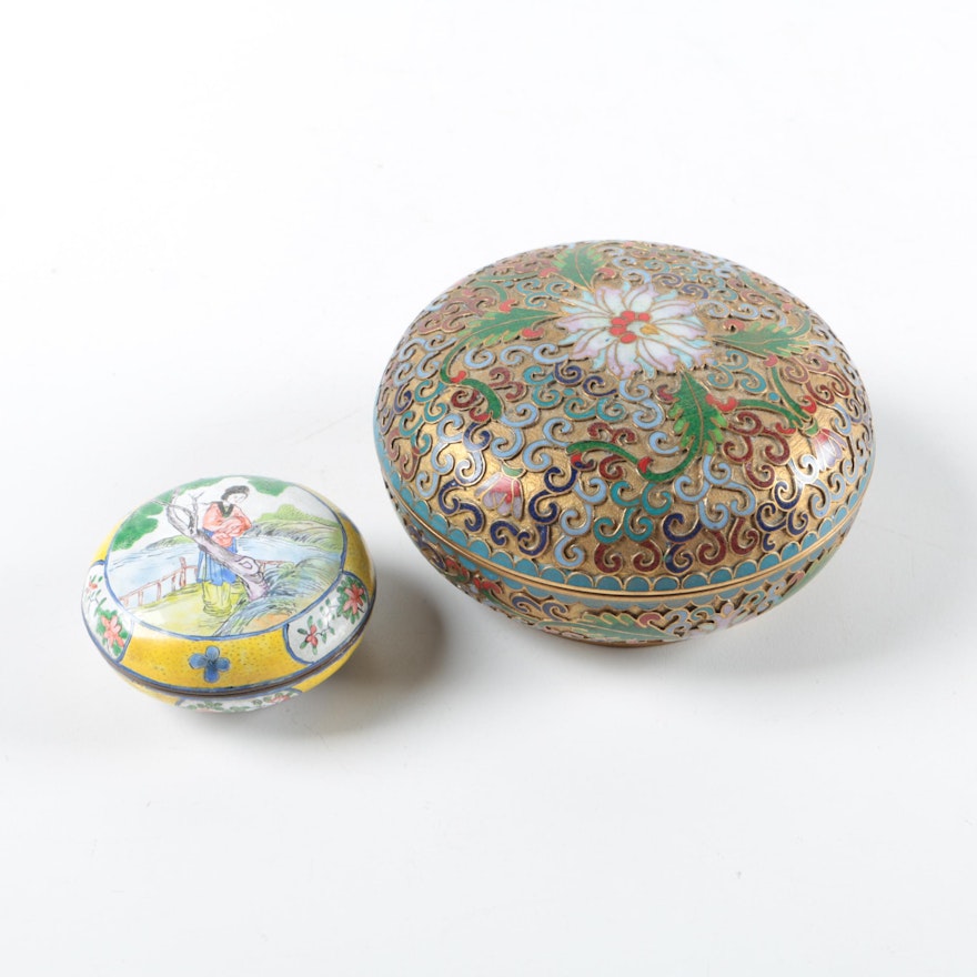 Chinese Enameled Trinket Boxes