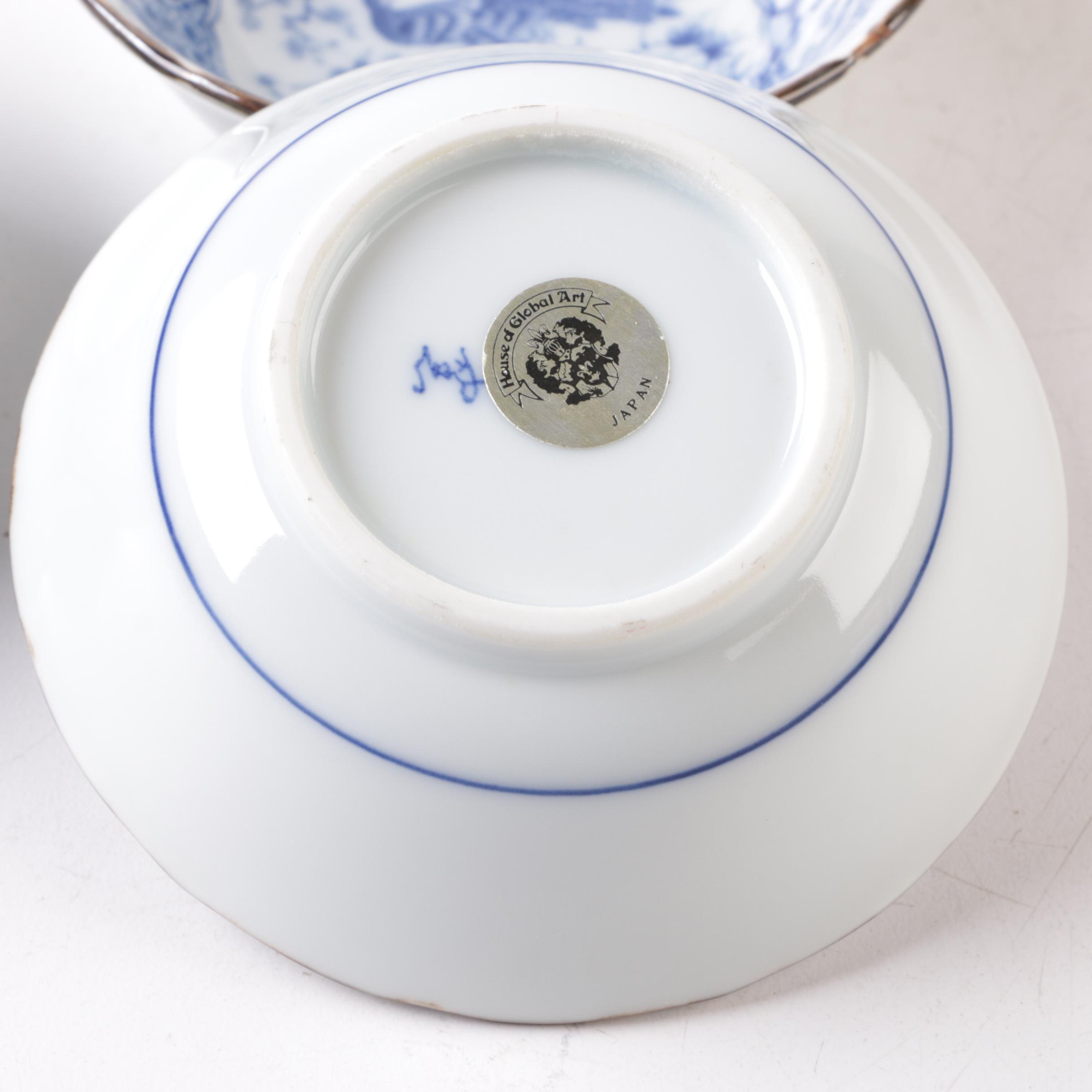 Vintage Japanese Arita Style Peacock Porcelain Tableware