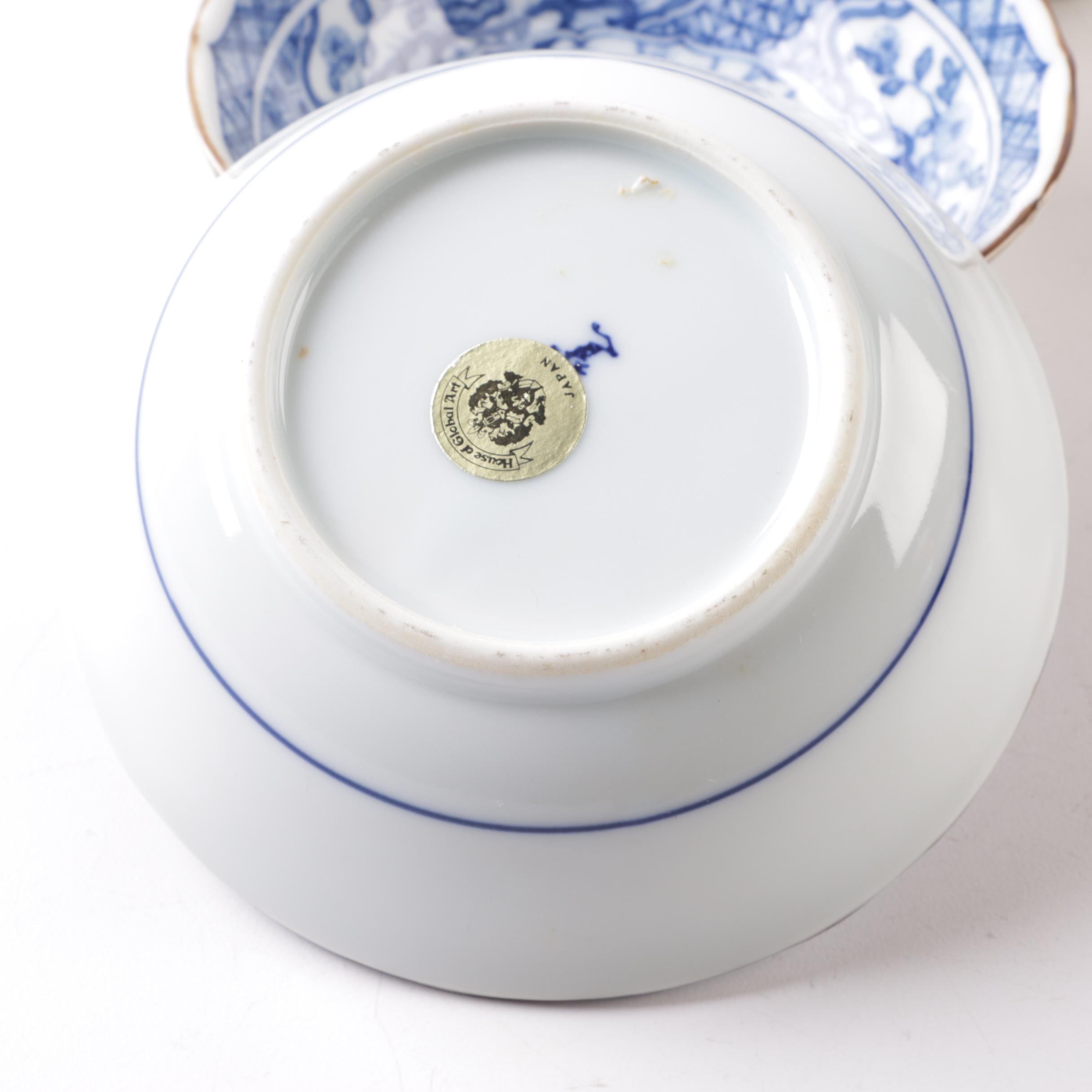 Vintage Japanese Arita Style Peacock Porcelain Tableware