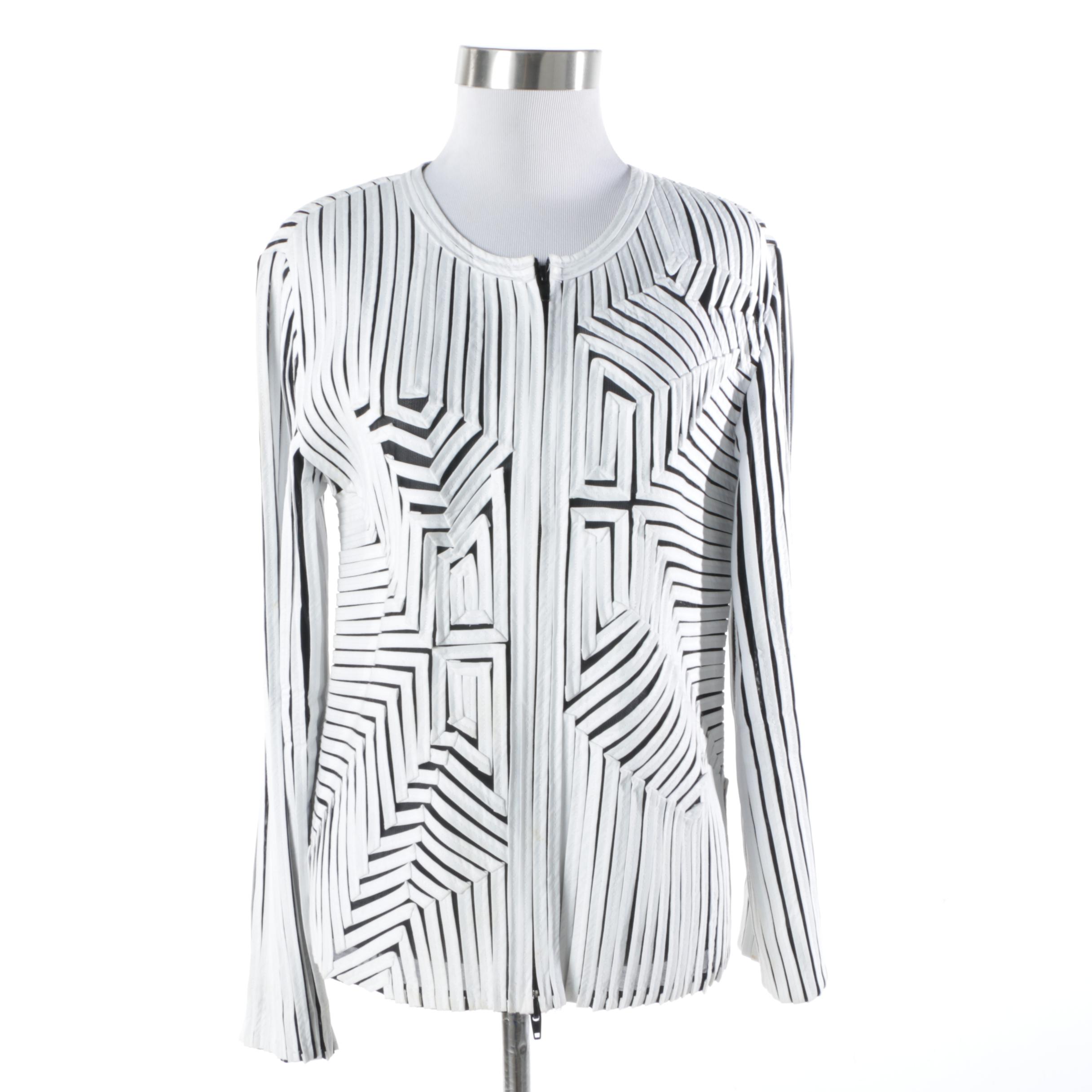 Women's Andrea Rosati Black and White Avant Garde Style Cotton Jacket