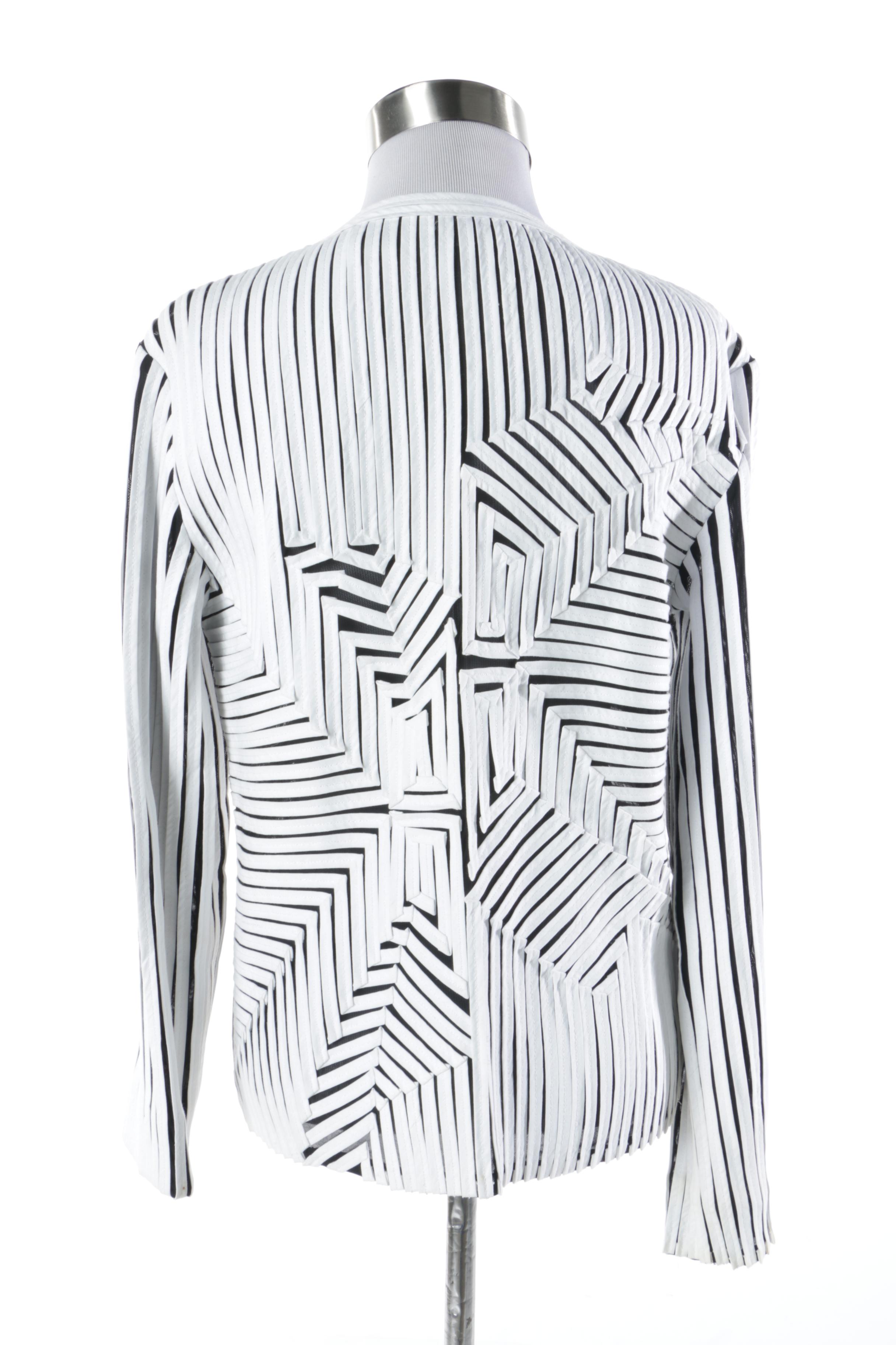 Women's Andrea Rosati Black and White Avant Garde Style Cotton Jacket