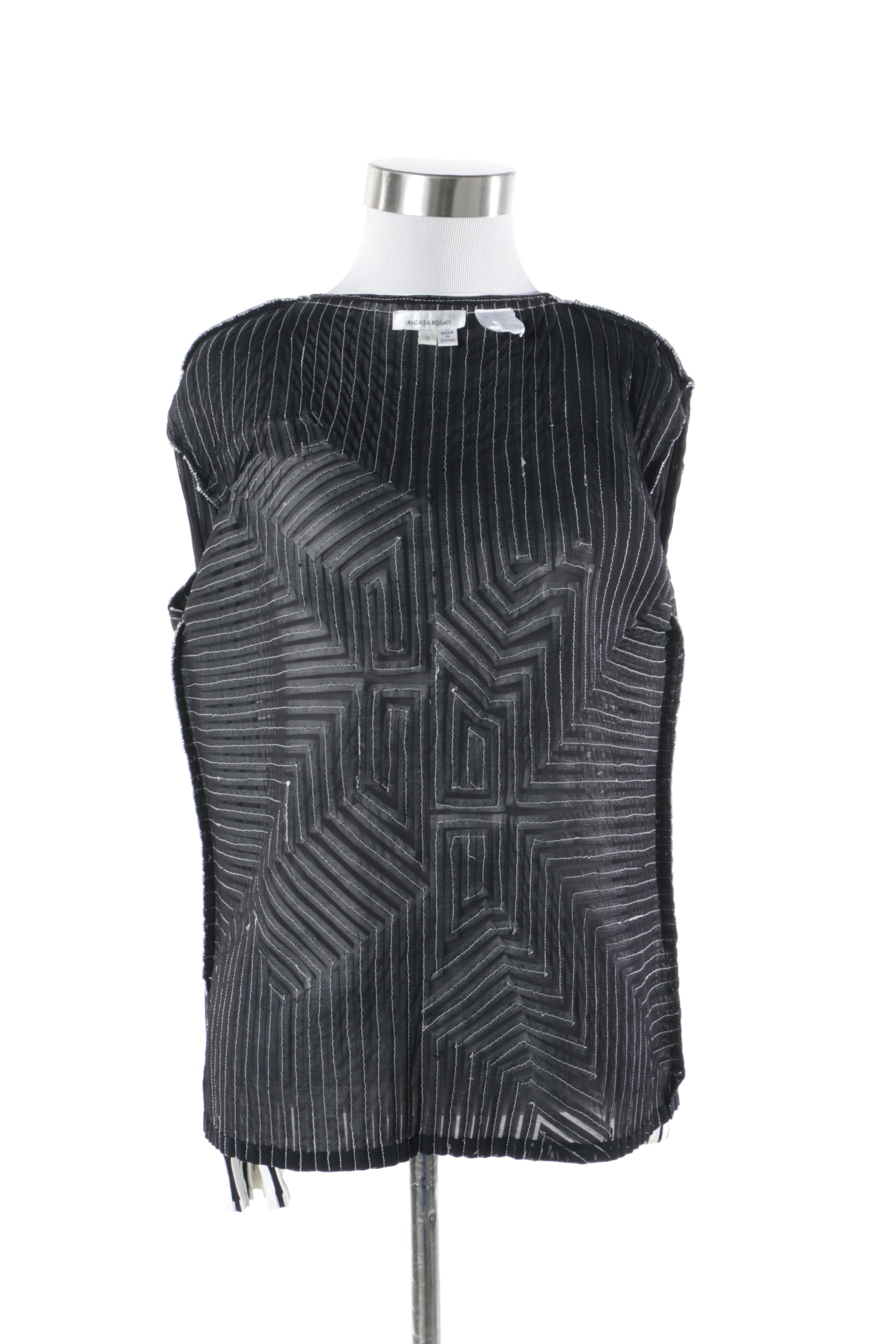 Women's Andrea Rosati Black and White Avant Garde Style Cotton Jacket