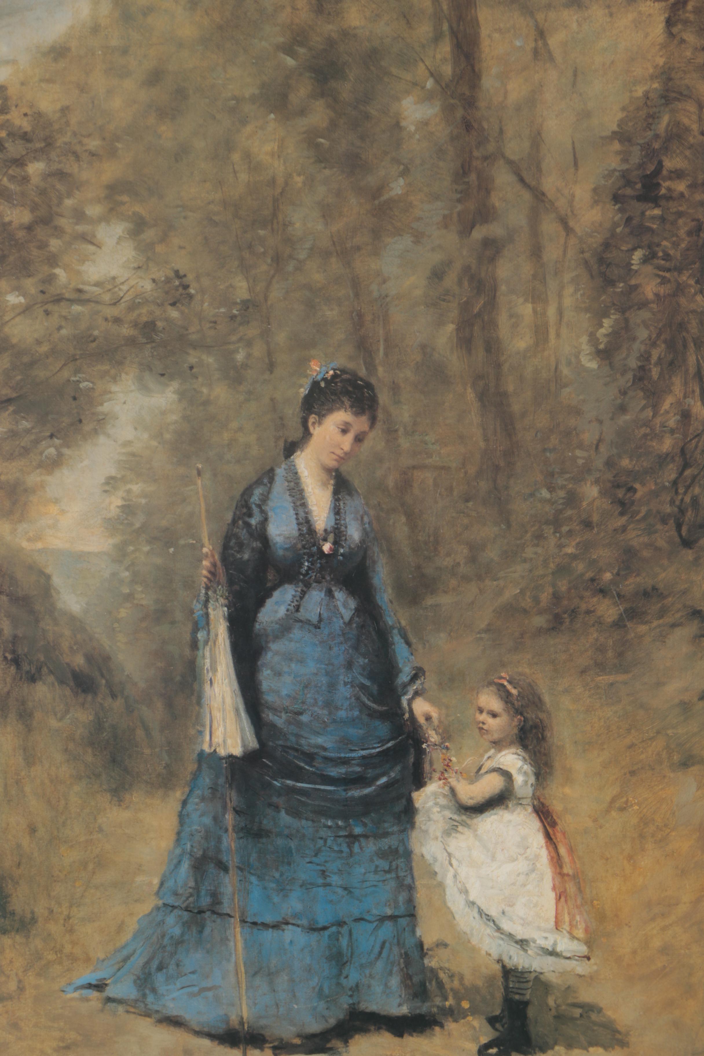 Offset Lithograph After Corot "Madame Stumpf and Her Daughter"