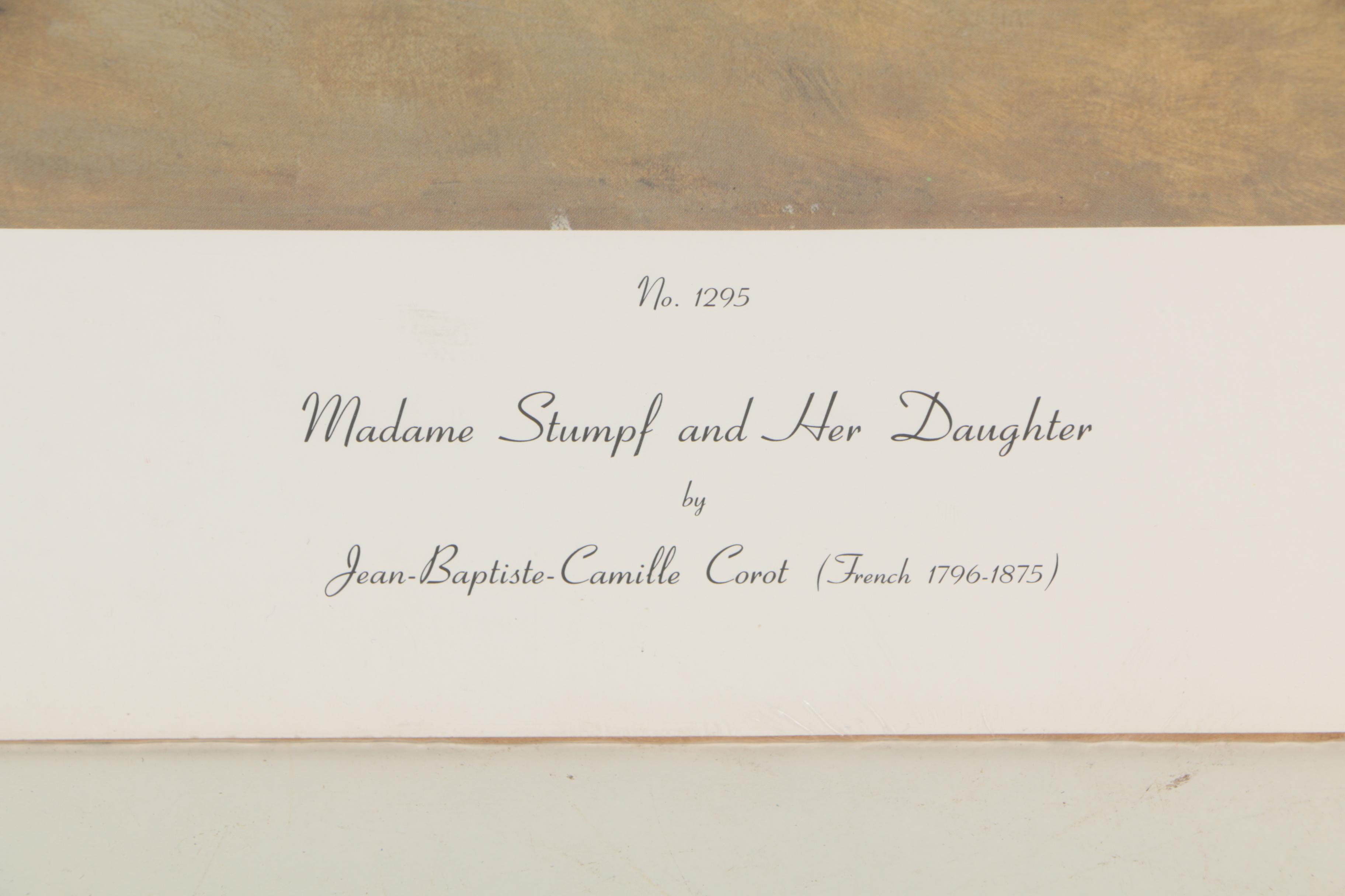 Offset Lithograph After Corot "Madame Stumpf and Her Daughter"