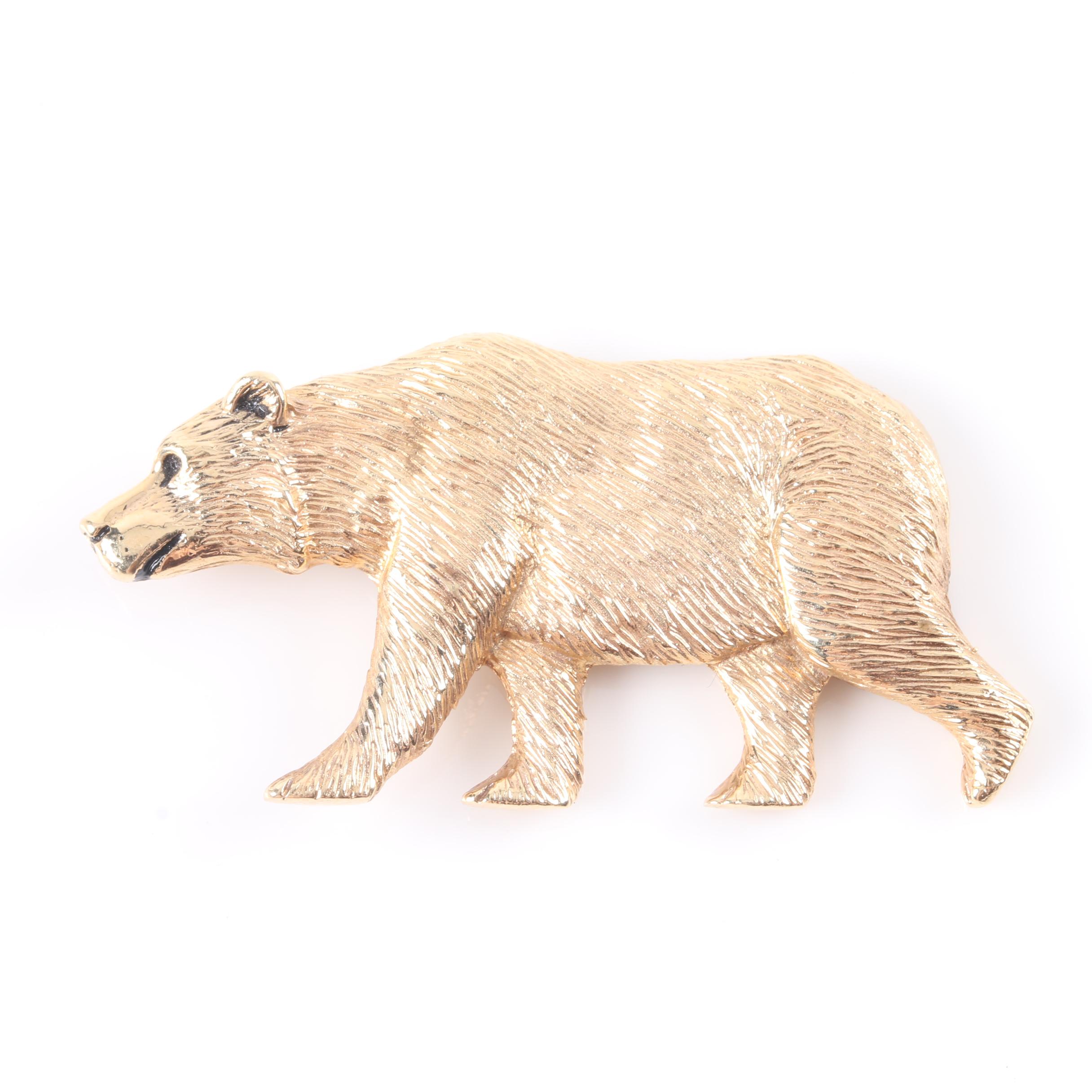 Madeline Kay 14K Yellow Gold Figural Bear Brooch
