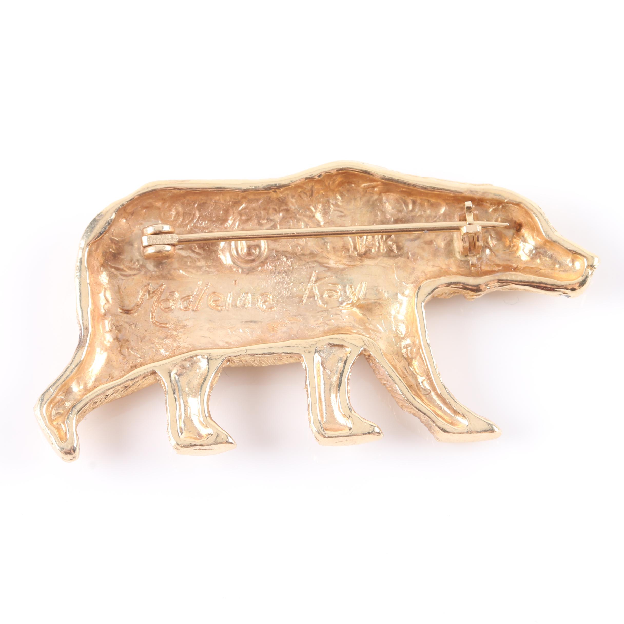 Madeline Kay 14K Yellow Gold Figural Bear Brooch