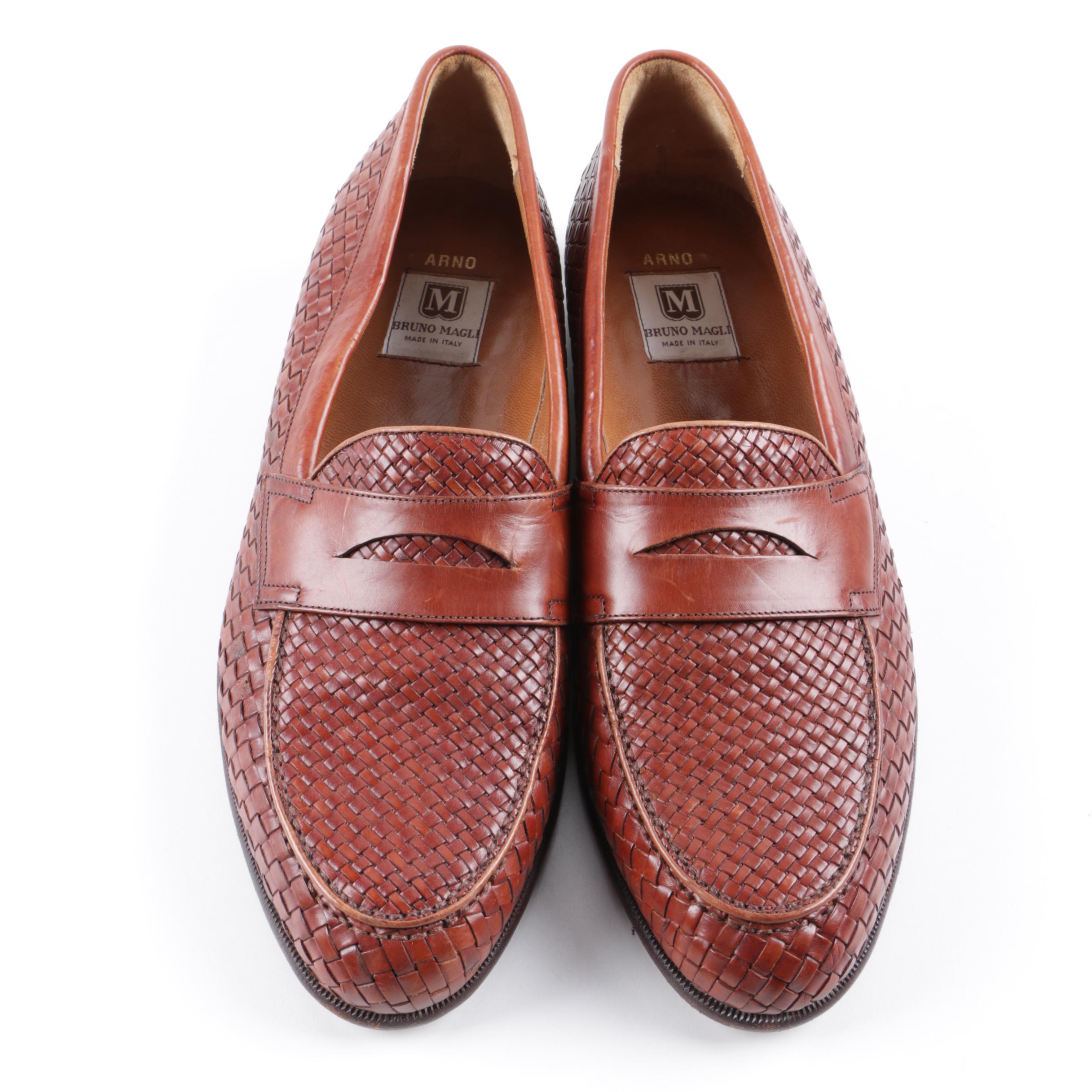 Bruno Magli Brown Leather Penny Loafers