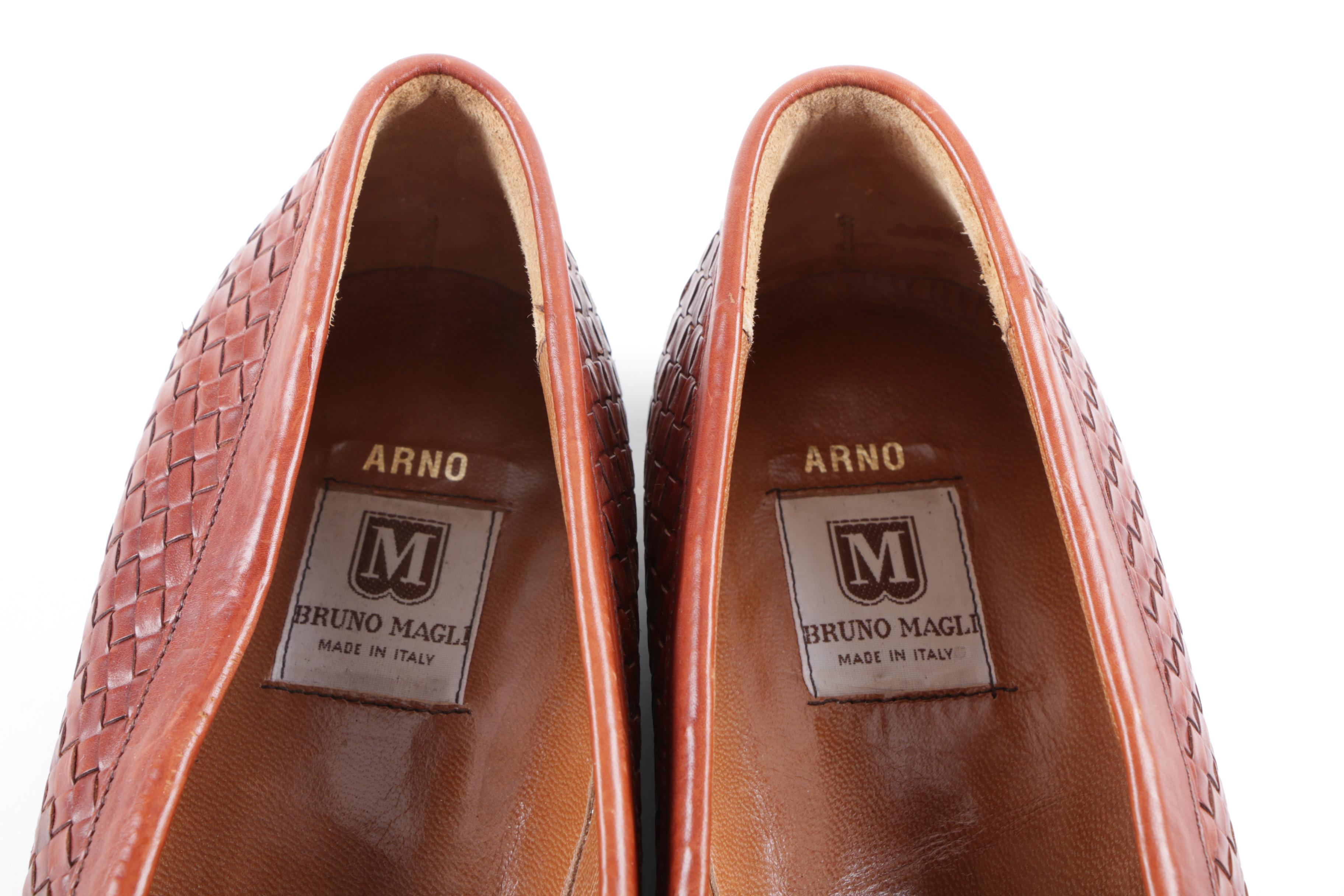 Bruno Magli Brown Leather Penny Loafers