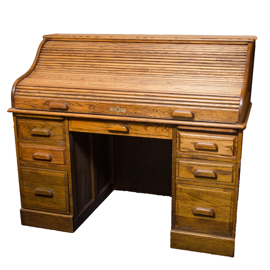 Vintage Oak Roll-Top Desk