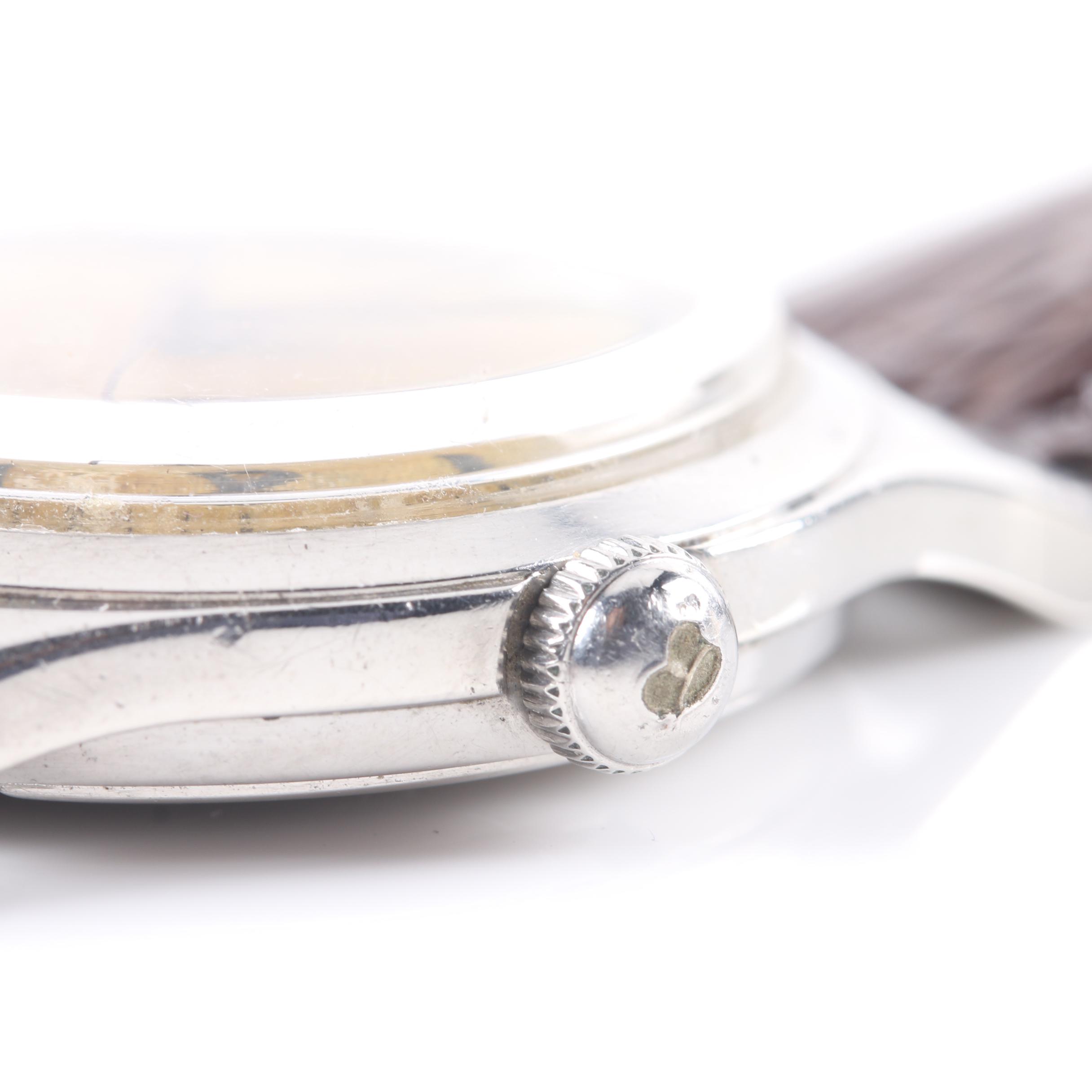 1950s Breitling Geneve Anti Magnetic Stainless Steel and Leather Watch