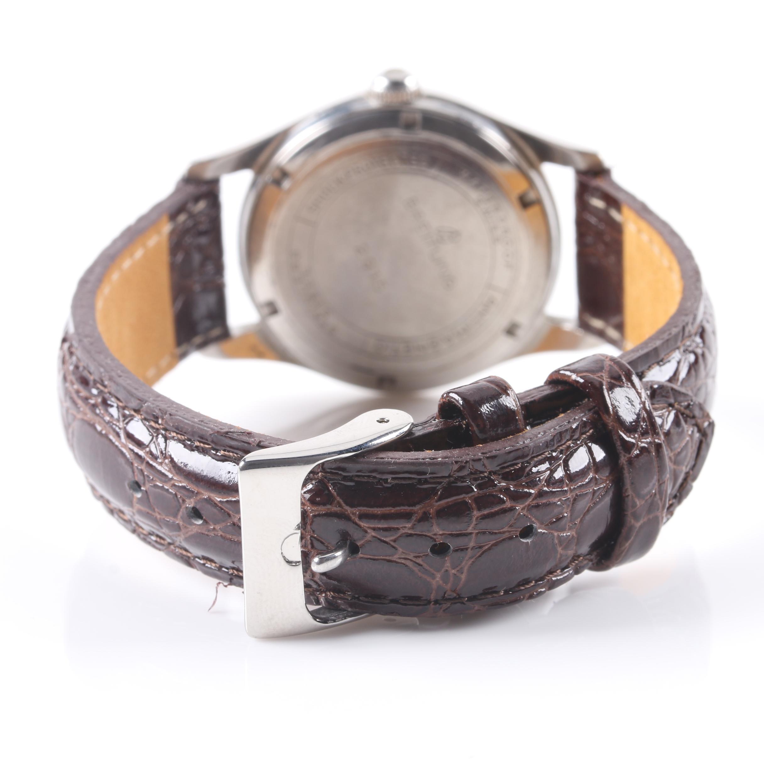 1950s Breitling Geneve Anti Magnetic Stainless Steel and Leather Watch