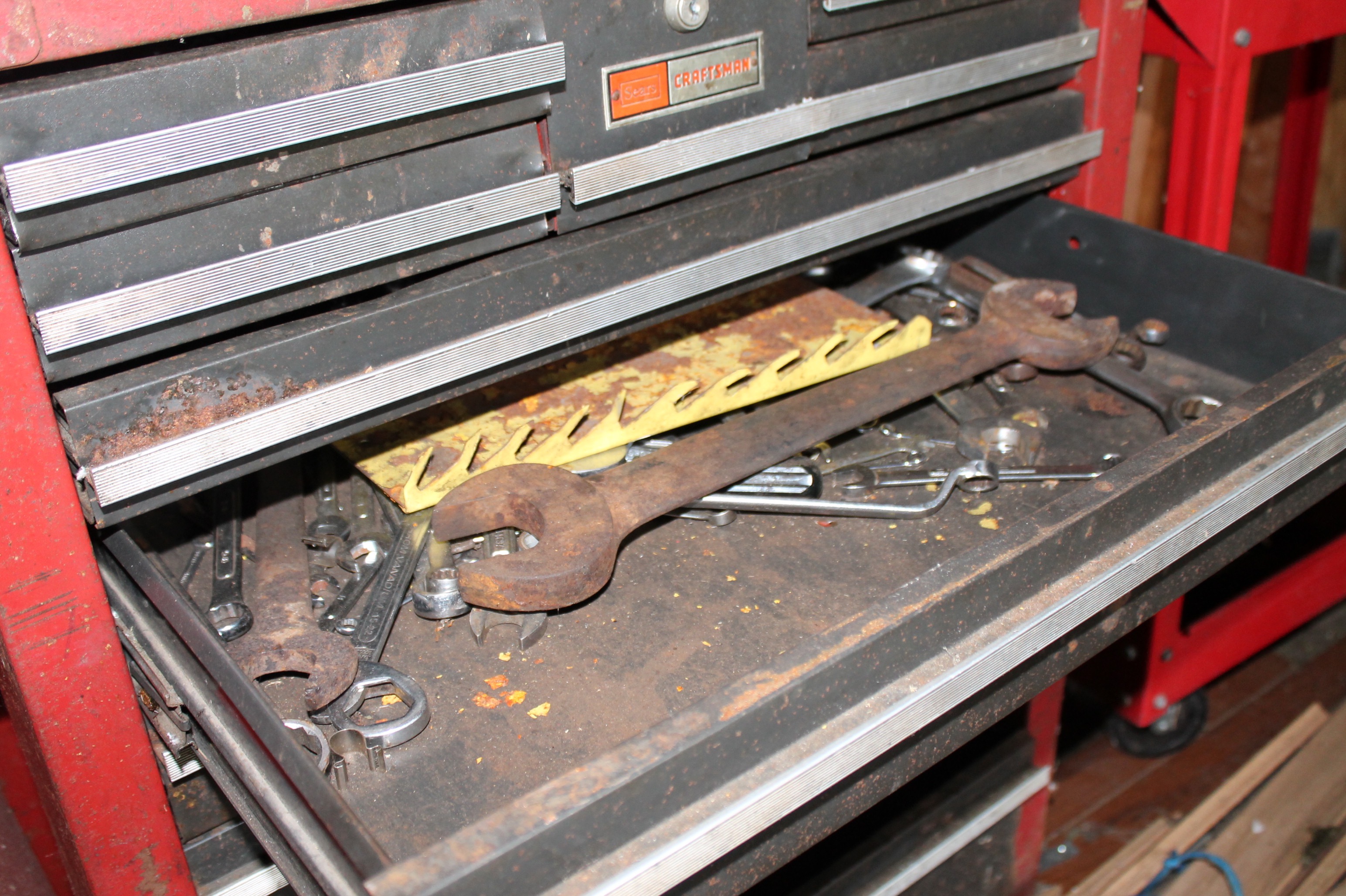 Craftsman Three Piece Tool Chest with Tools and Utility Cart