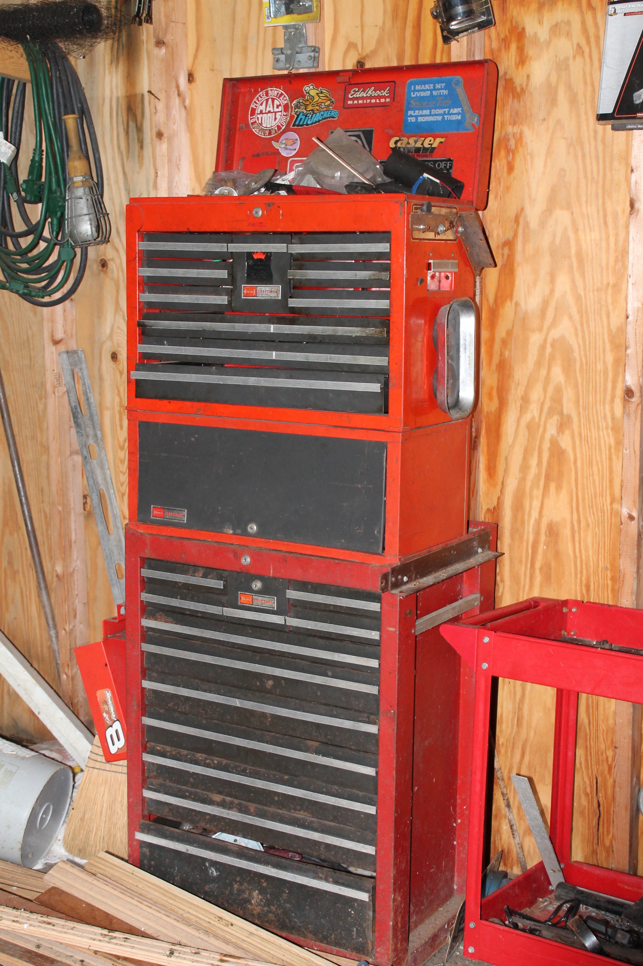 Craftsman Three Piece Tool Chest with Tools and Utility Cart