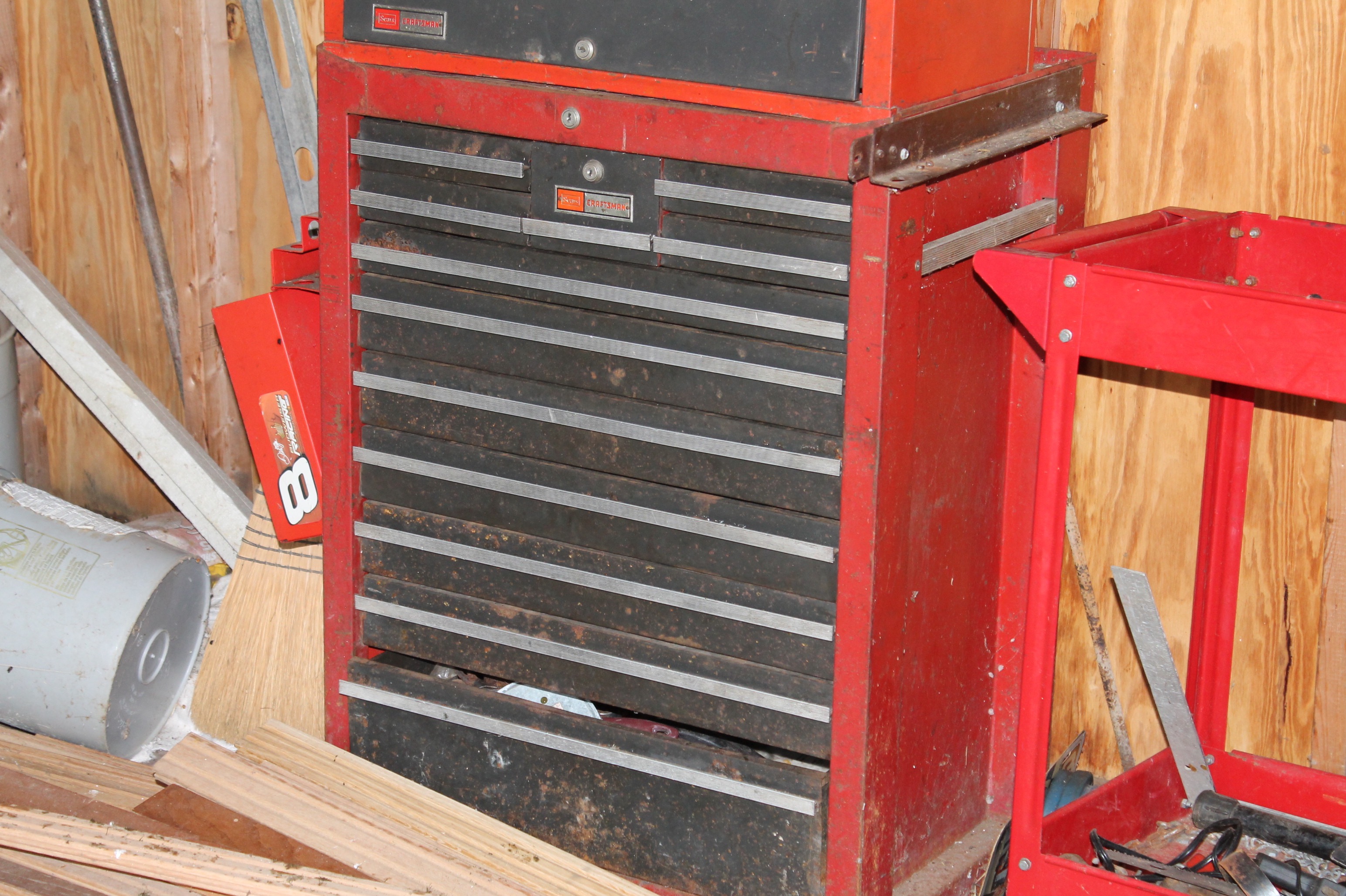 Craftsman Three Piece Tool Chest with Tools and Utility Cart