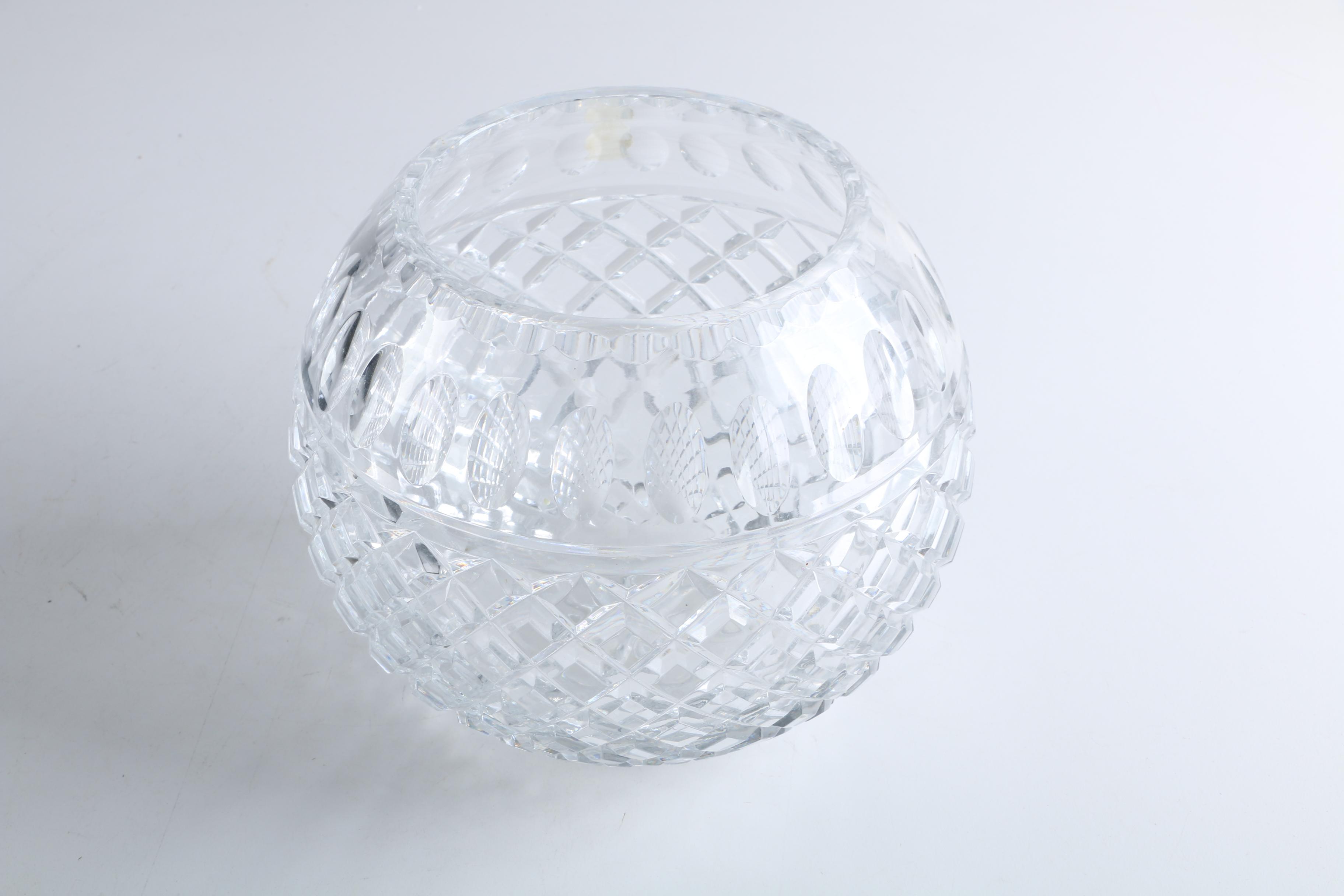 Imperlux Polish Hand-Cut Crystal Rose Bowl