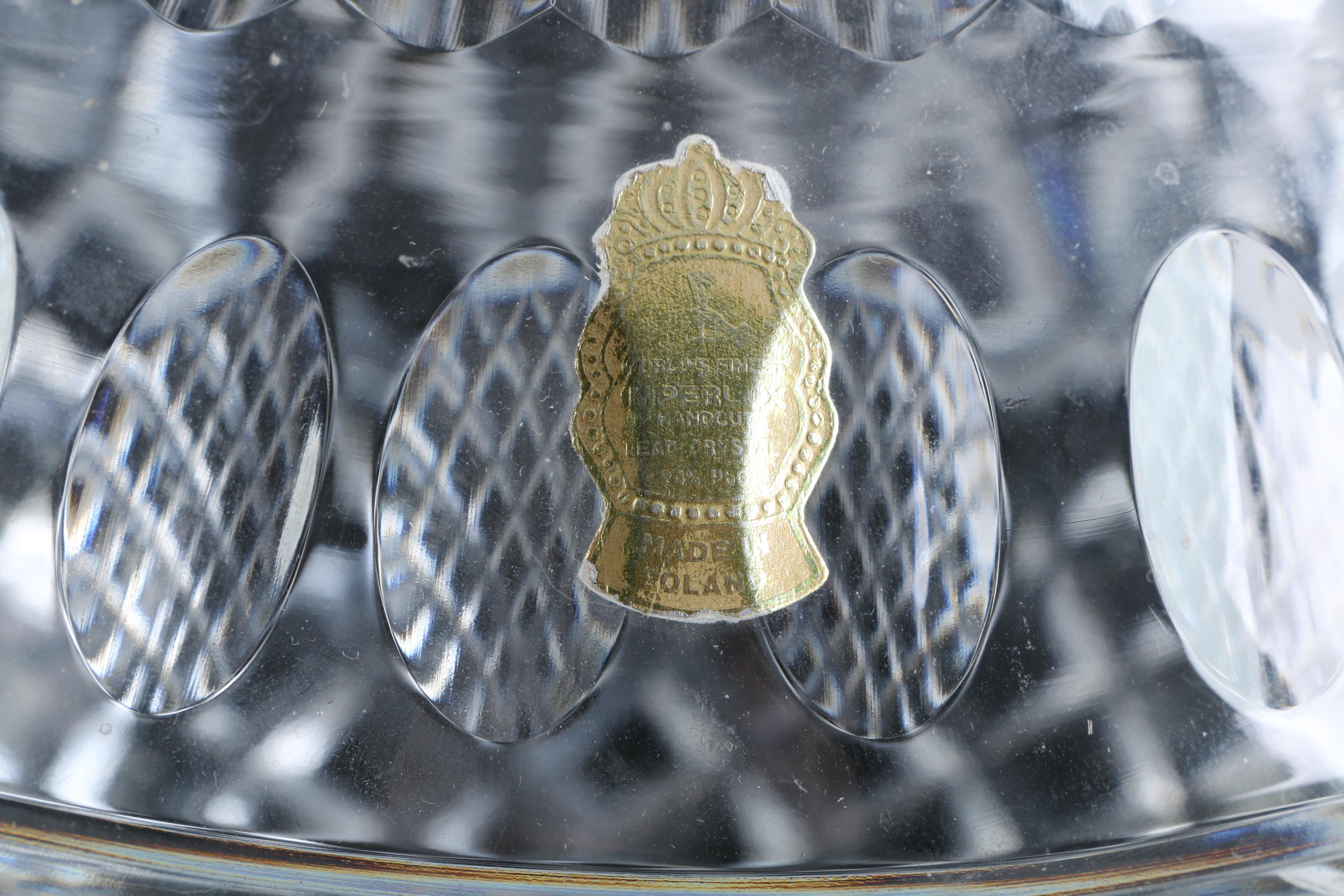 Imperlux Polish Hand-Cut Crystal Rose Bowl