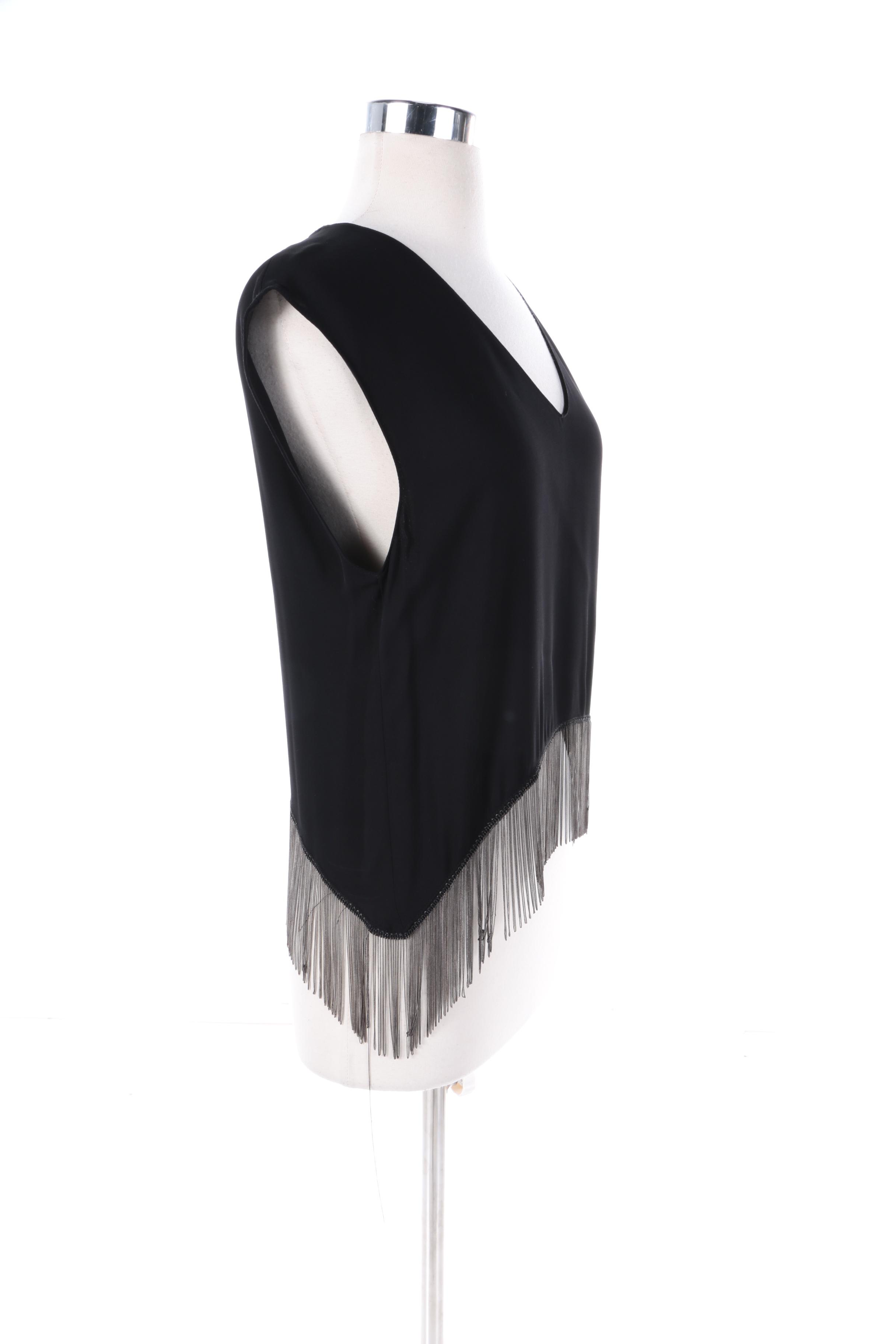 Zara Woman Black Chain Fringe Top