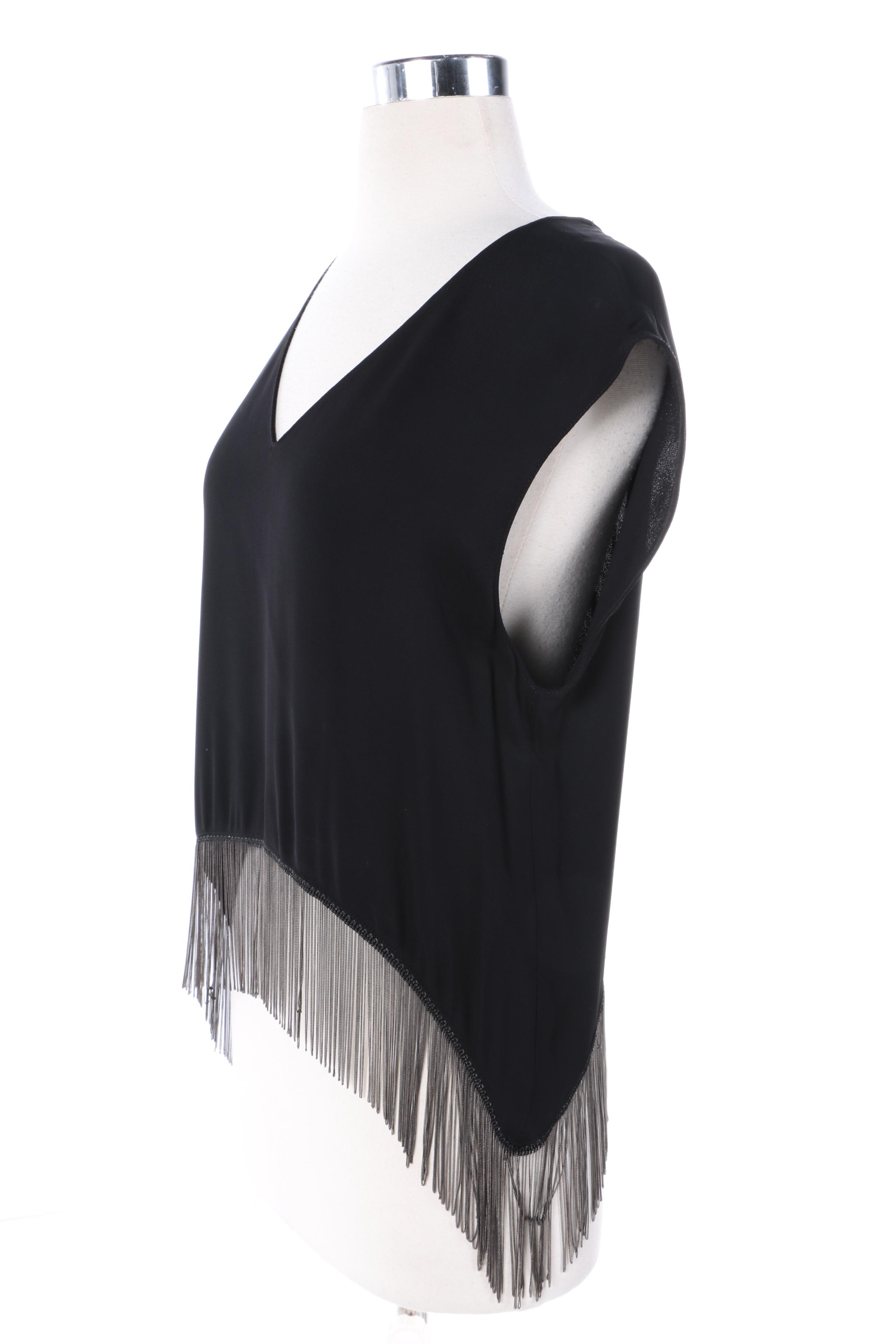 Zara Woman Black Chain Fringe Top