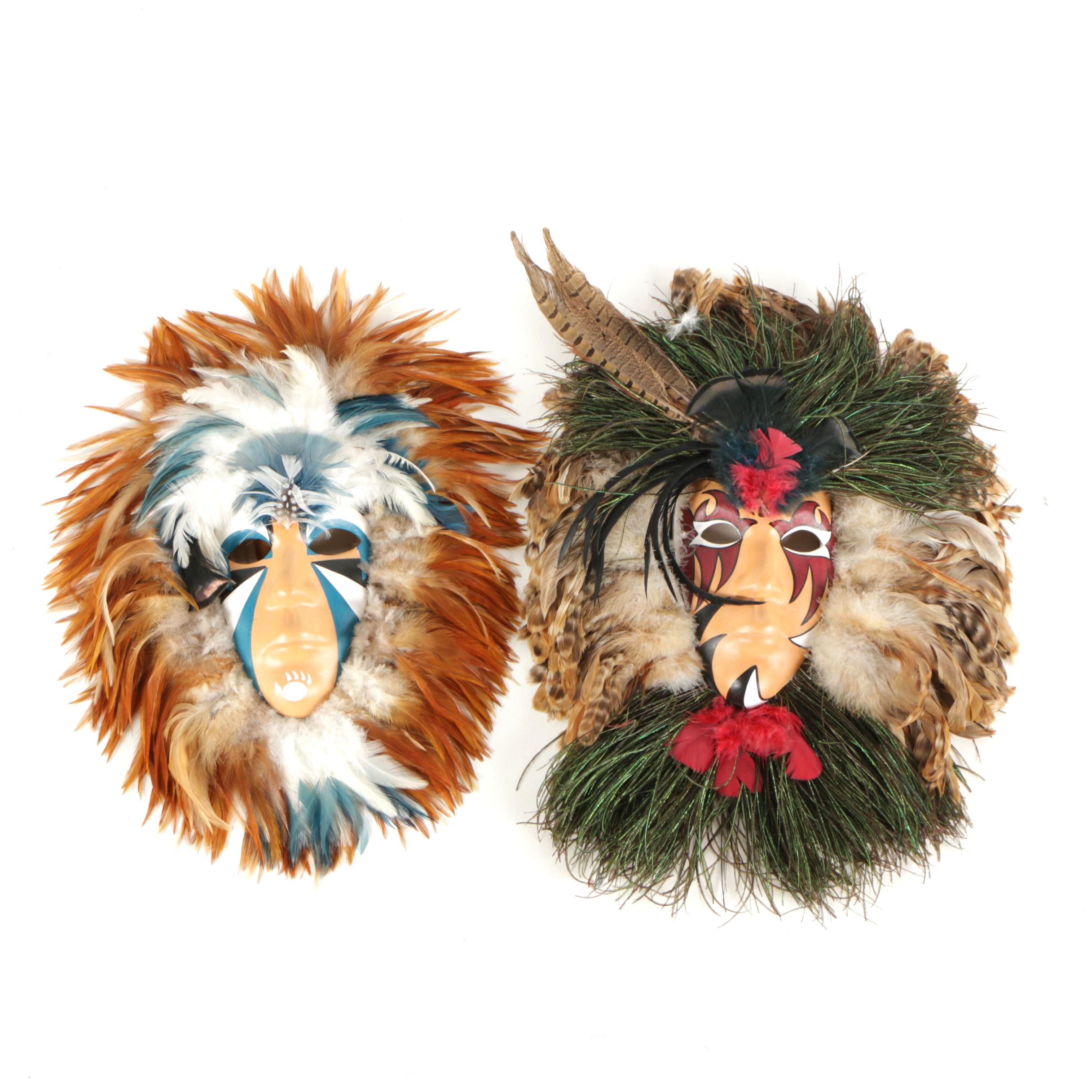 R.W. Adamson Mixed Media Masks "The Protector" and "The Truth Sayer"