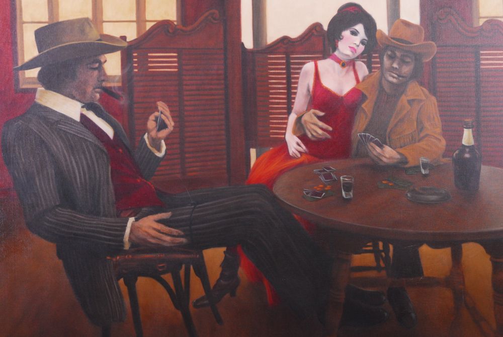 Pritchard Oil Painting of Western Saloon Scene