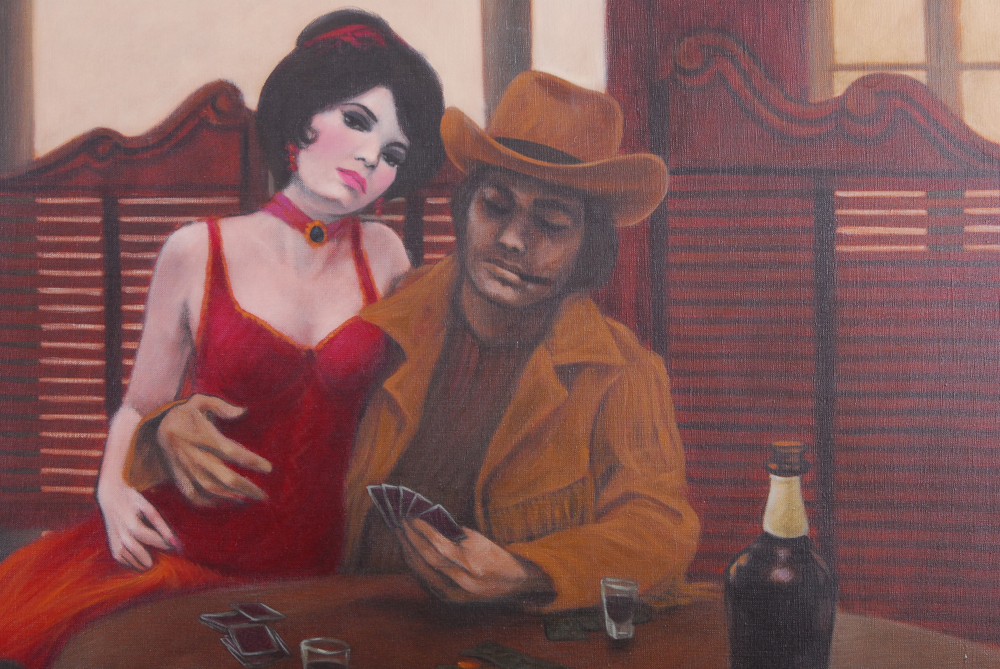 Pritchard Oil Painting of Western Saloon Scene