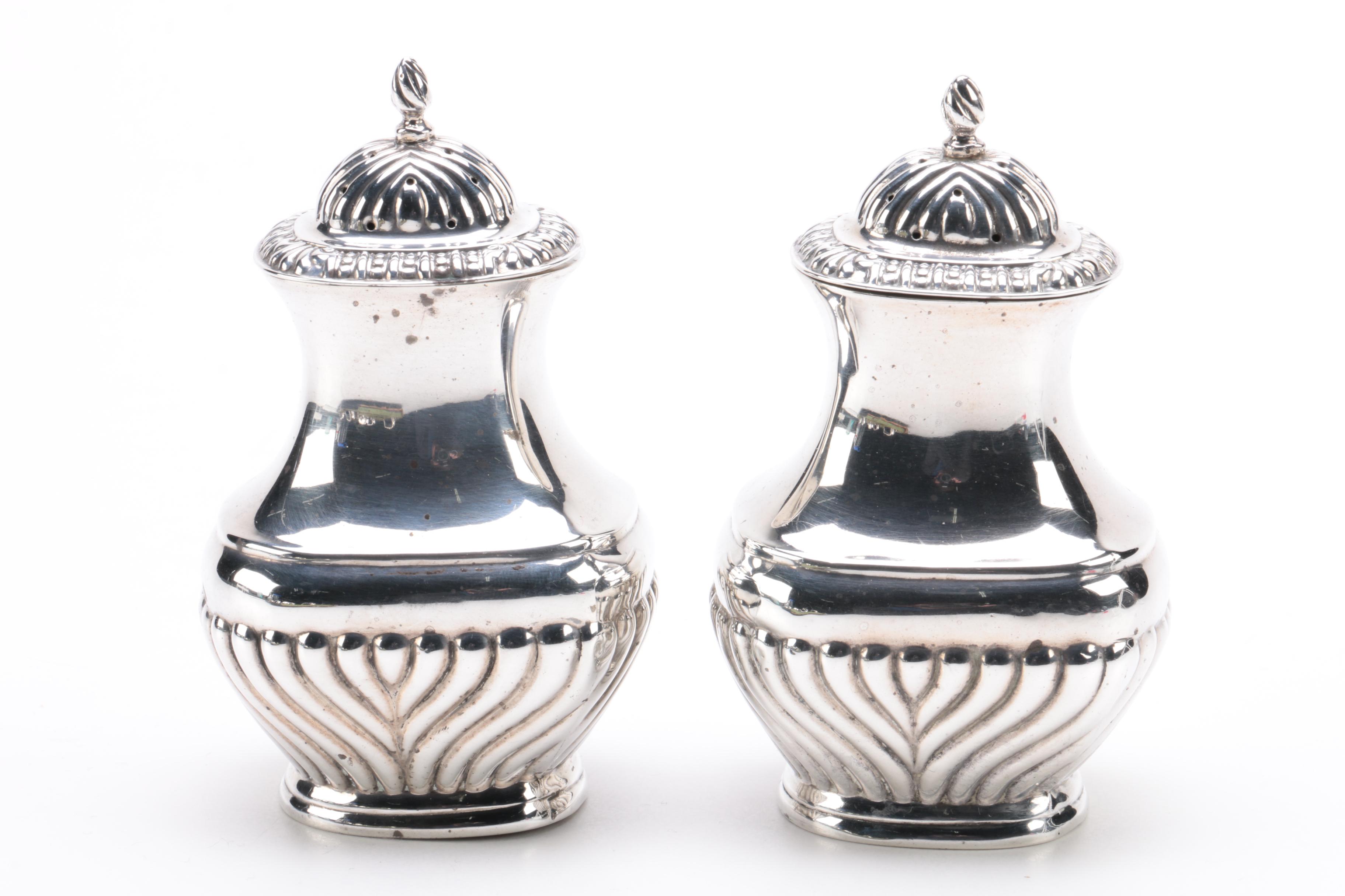 1912 Horace Woodward & Co. Sterling Silver Condiment Set with Coin Silver Spoons