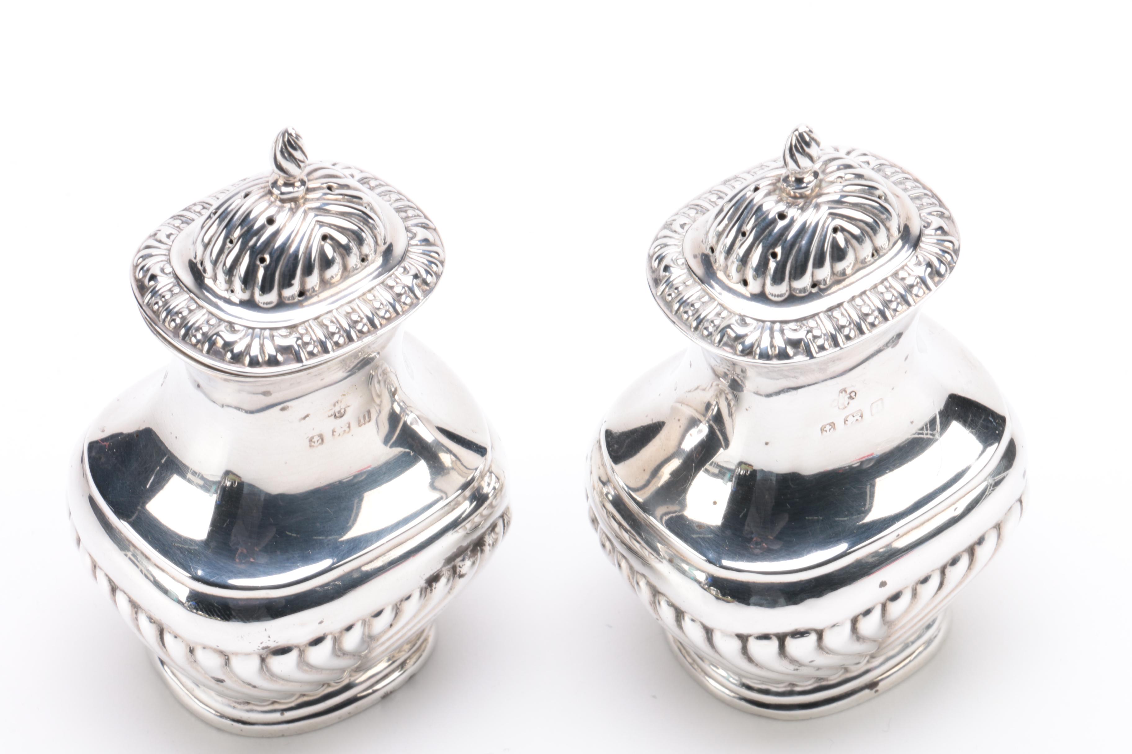 1912 Horace Woodward & Co. Sterling Silver Condiment Set with Coin Silver Spoons