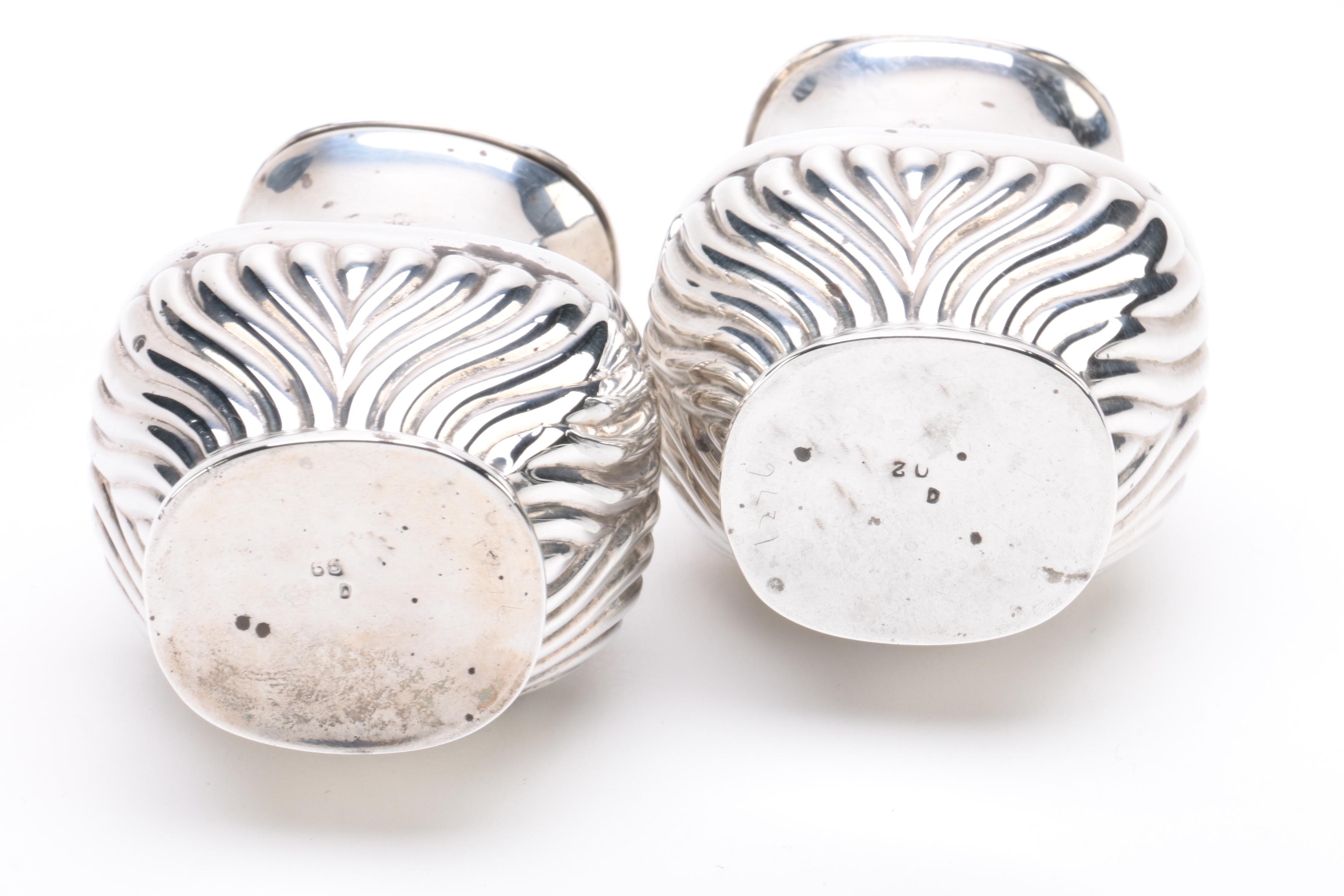 1912 Horace Woodward & Co. Sterling Silver Condiment Set with Coin Silver Spoons